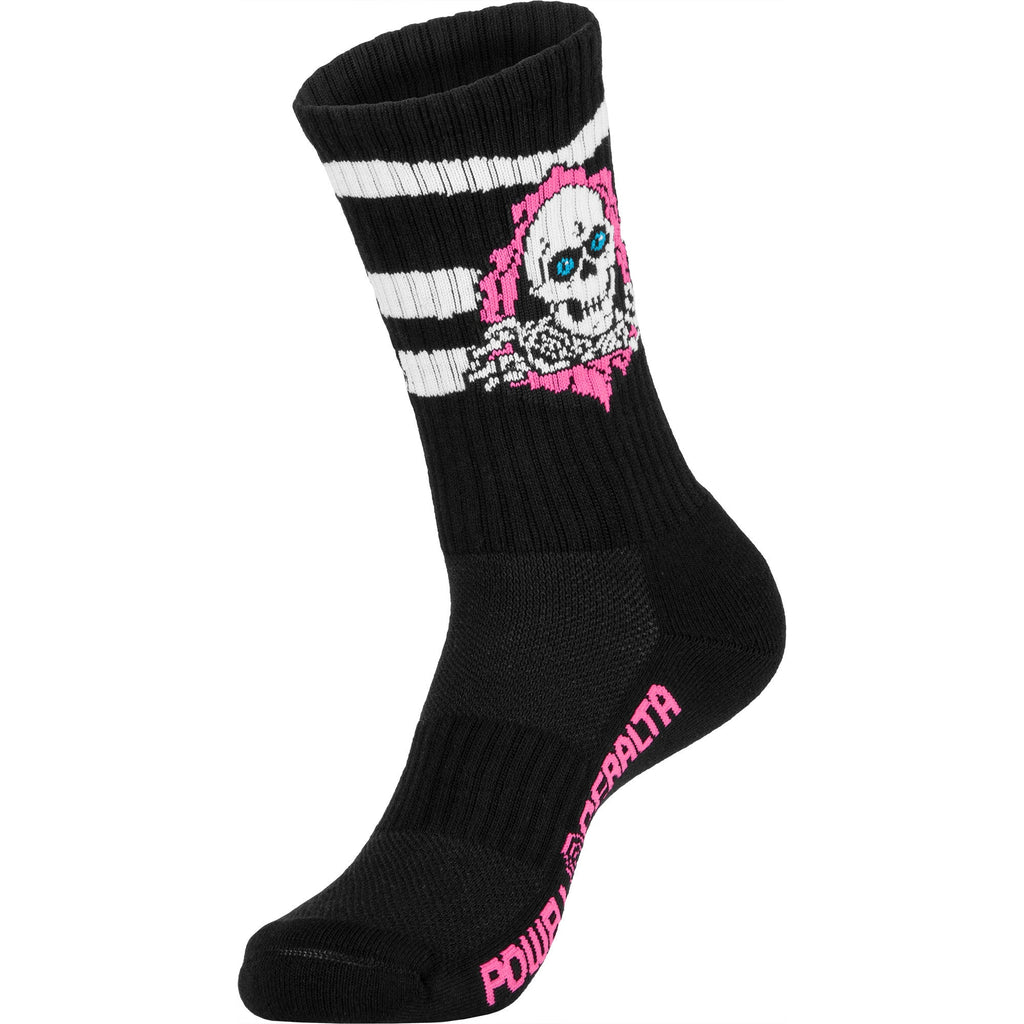 Powell Peralta Skateboards Socks Ripper Rip Stripes Crew Black/Pink