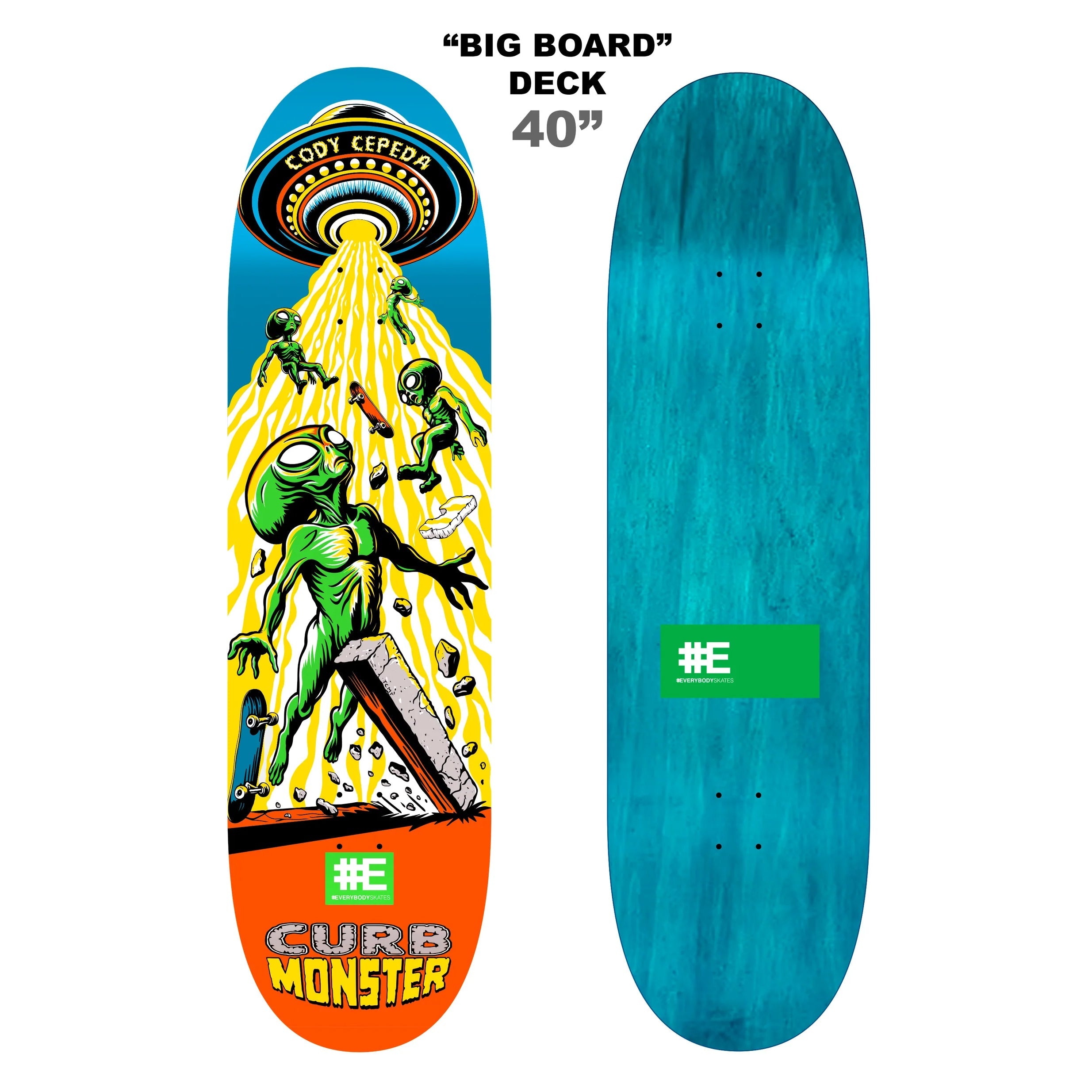 Everybody Skates Skateboard Complete Cody Cepeda Curb Monster Big Board 10.75" x 40" with Independent Trucks, Spitfire Wheels