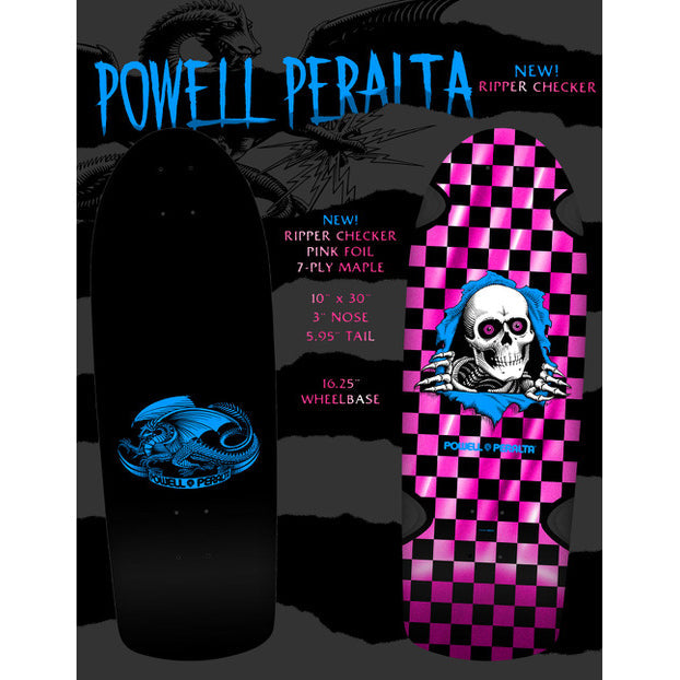 Powell Peralta Skateboard Deck OG Ripper Checker Pink Foil Old School Reissue