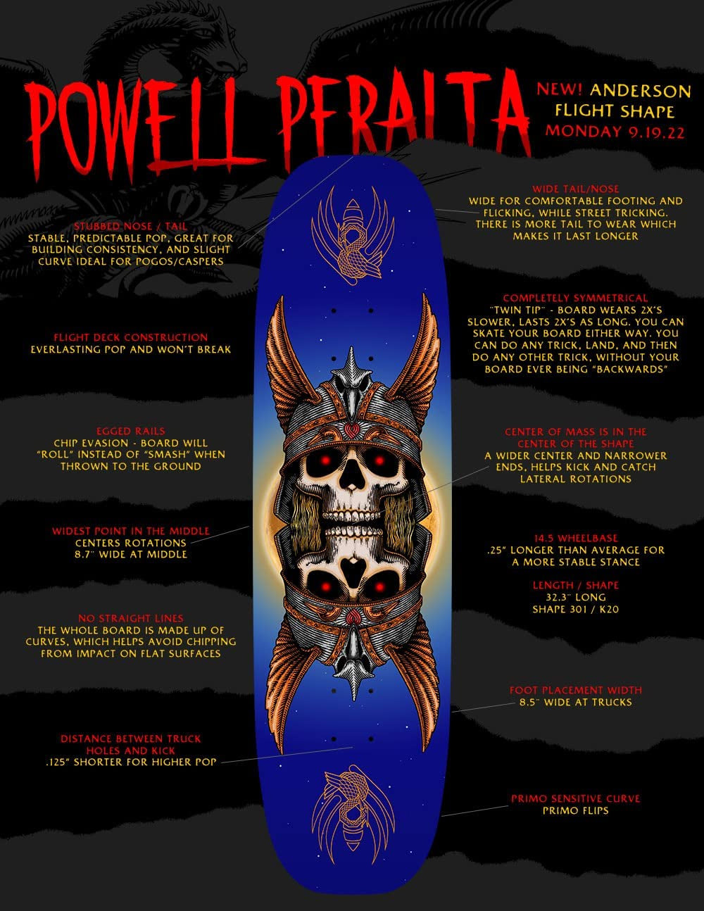 Powell Peralta Skateboard Andy Anderson Heron 2 Egg 8.7" Premium Independent + Dragon Formula Complete Kit