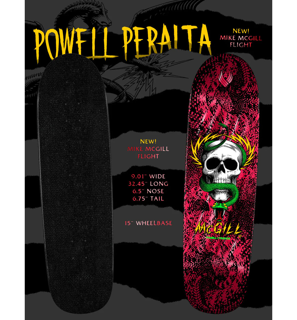 Powell Peralta Skateboard Complete Flight Mike McGill Skull and Snake 9.0" x 32.45"