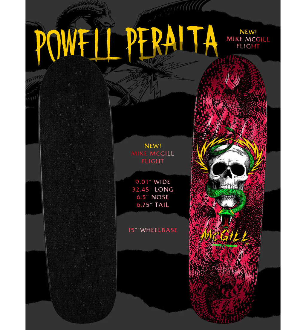 Powell Peralta Premium Flight Skateboard McGill Skull 9.01" Krux Trucks, Dragon Formula Wheels, Independent Bearings