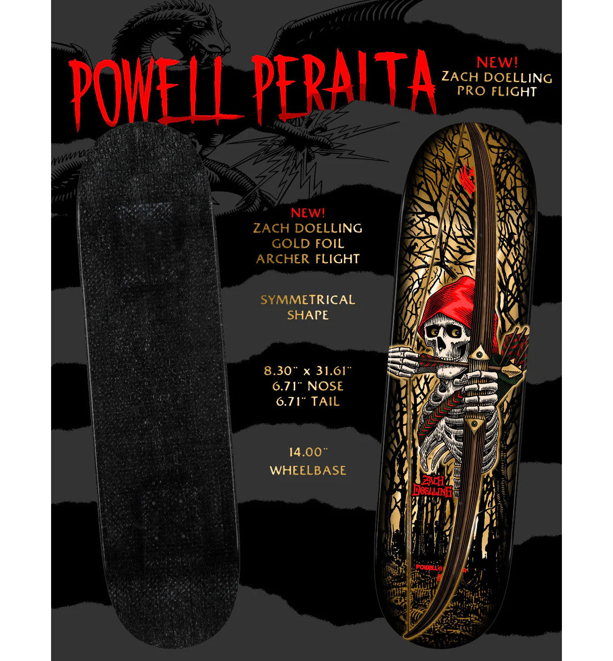Powell Peralta Premium Flight Skateboard Doelling Twin 8.3" Krux Trucks, Dragon Formula Wheels, Independent Bearings