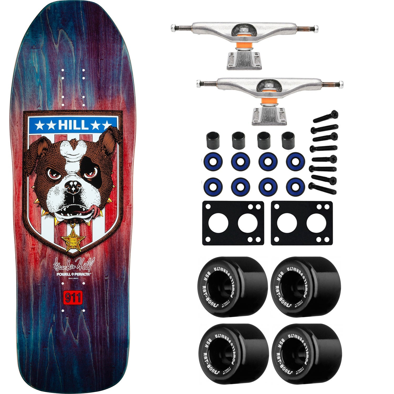 Powell Peralta Skateboard Hill Bulldog Blue/Red Fade / Independent / Rat Bones Black
