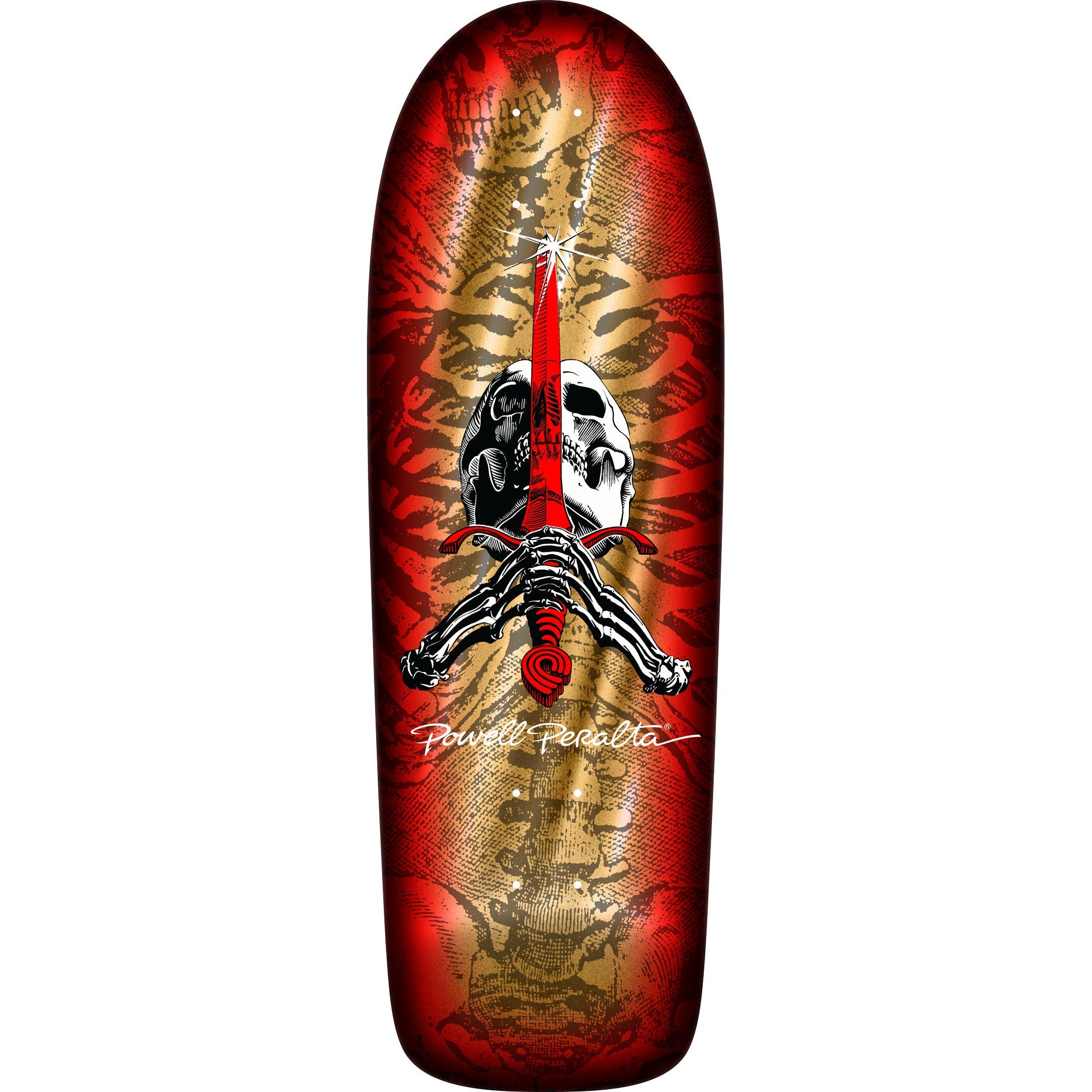 Powell Peralta Skateboard Rodriguez Skull and Sword Gold Foil / Independent / Rat Bones White