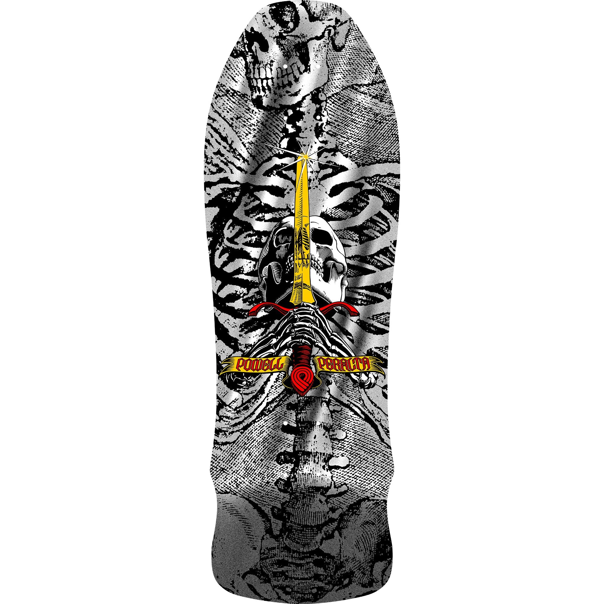Powell Peralta Skateboard Geegah Skull and Sword Silver Foil / Independent/ Rat Bones White