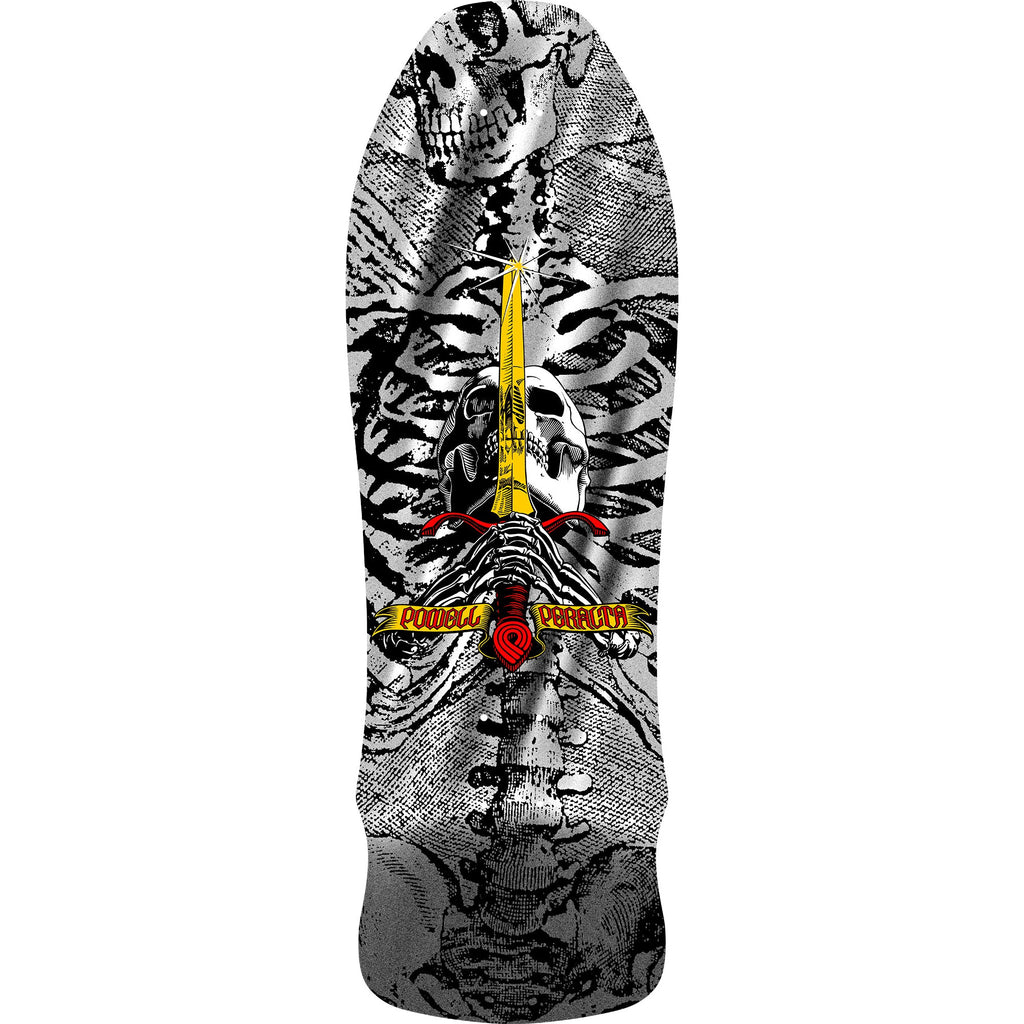 Powell Peralta Skateboard Deck Geegah Skull and Sword Silver Foil Old School Reissue