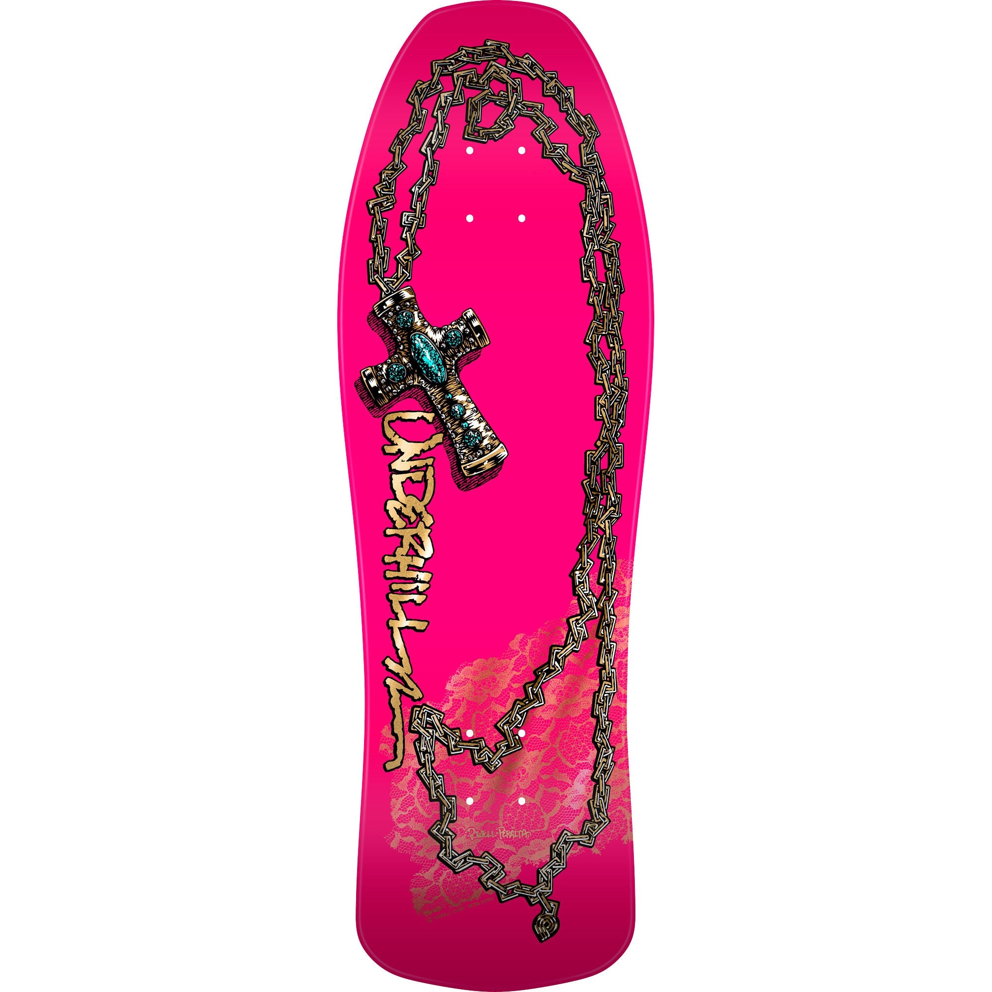 Powell Peralta Skateboard Underhill Cross Pink Foil / Independent / Rat Bones White