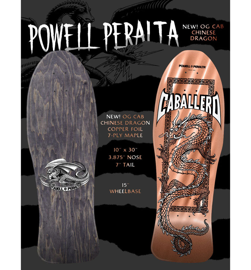 Powell Peralta Skateboard Complete Cab Chinese Dragon Copper Foil Old School Reissue