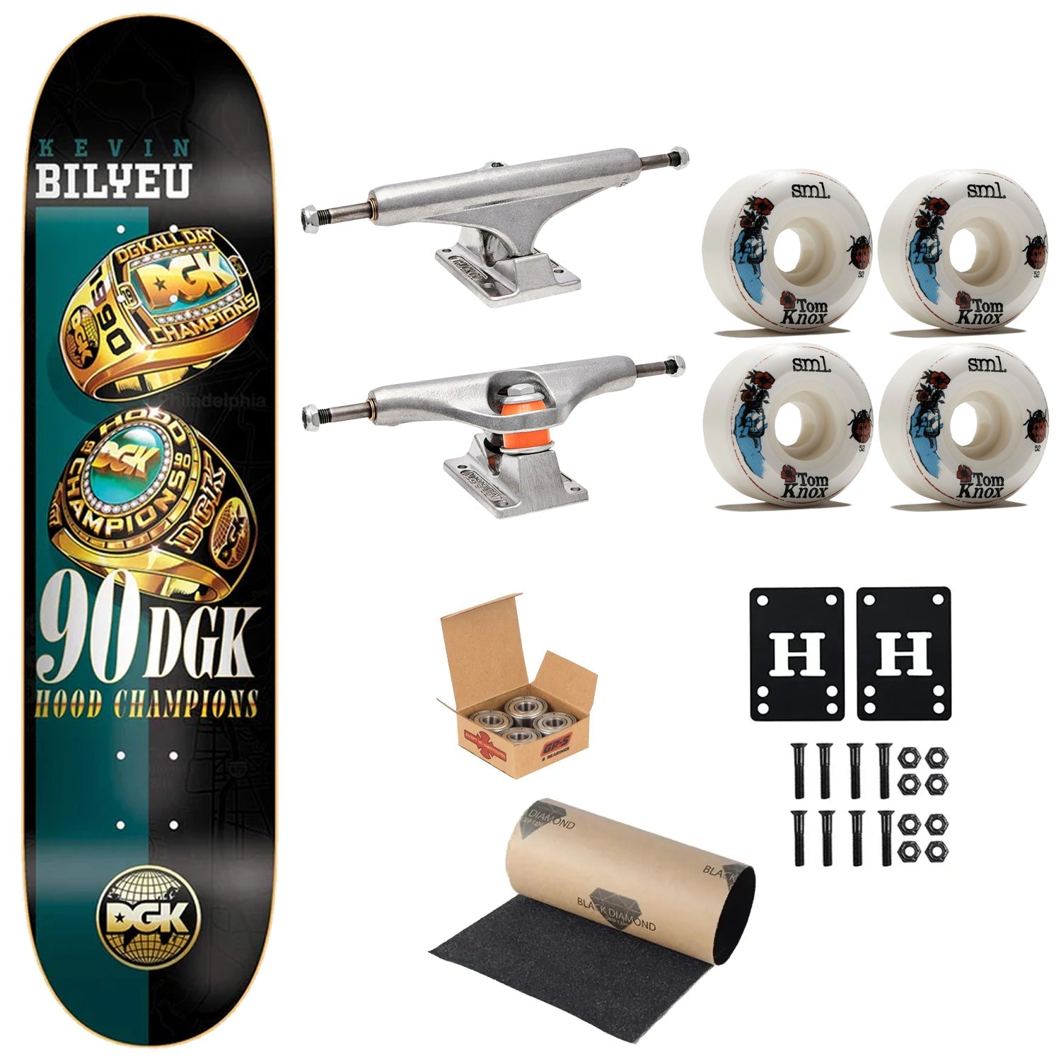 DGK Premium Skateboard Bilyeu Back 2 Back 8.06" Independent Trucks, SML Wheels, Indy Bearings