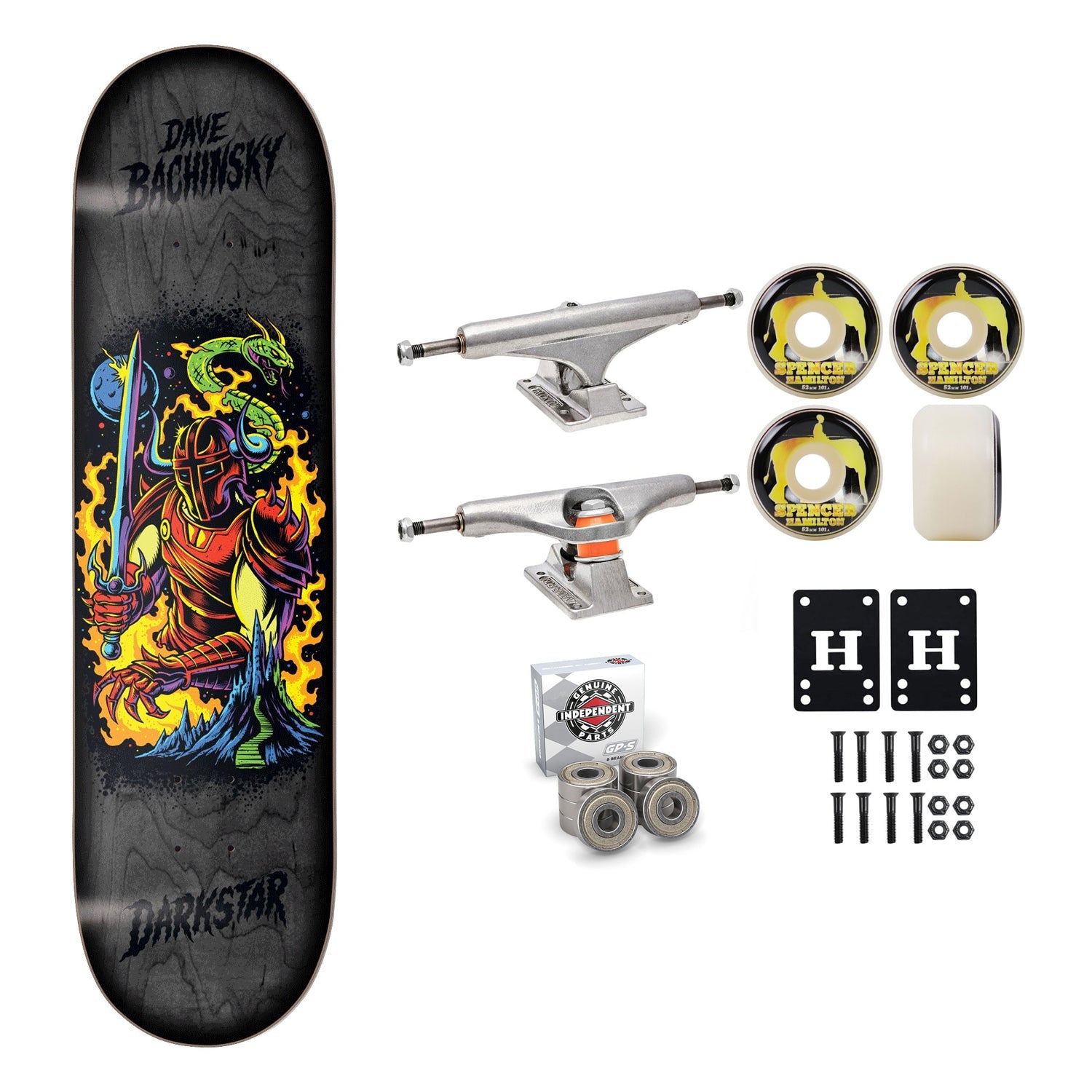 Darkstar Skateboard Premium Complete Bachinsky Blacklight 8.0" w/ Independent Satori Upgrade