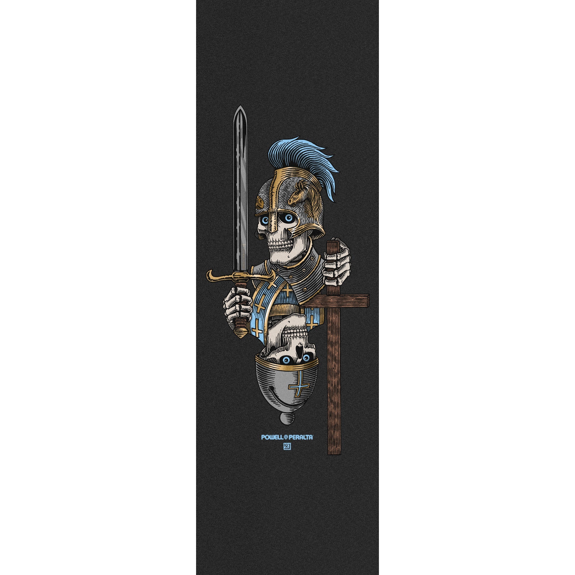 Powell Peralta Skateboard Griptape Dan Corrigan Chess Skulls 10.5" x 33" Black Sheet