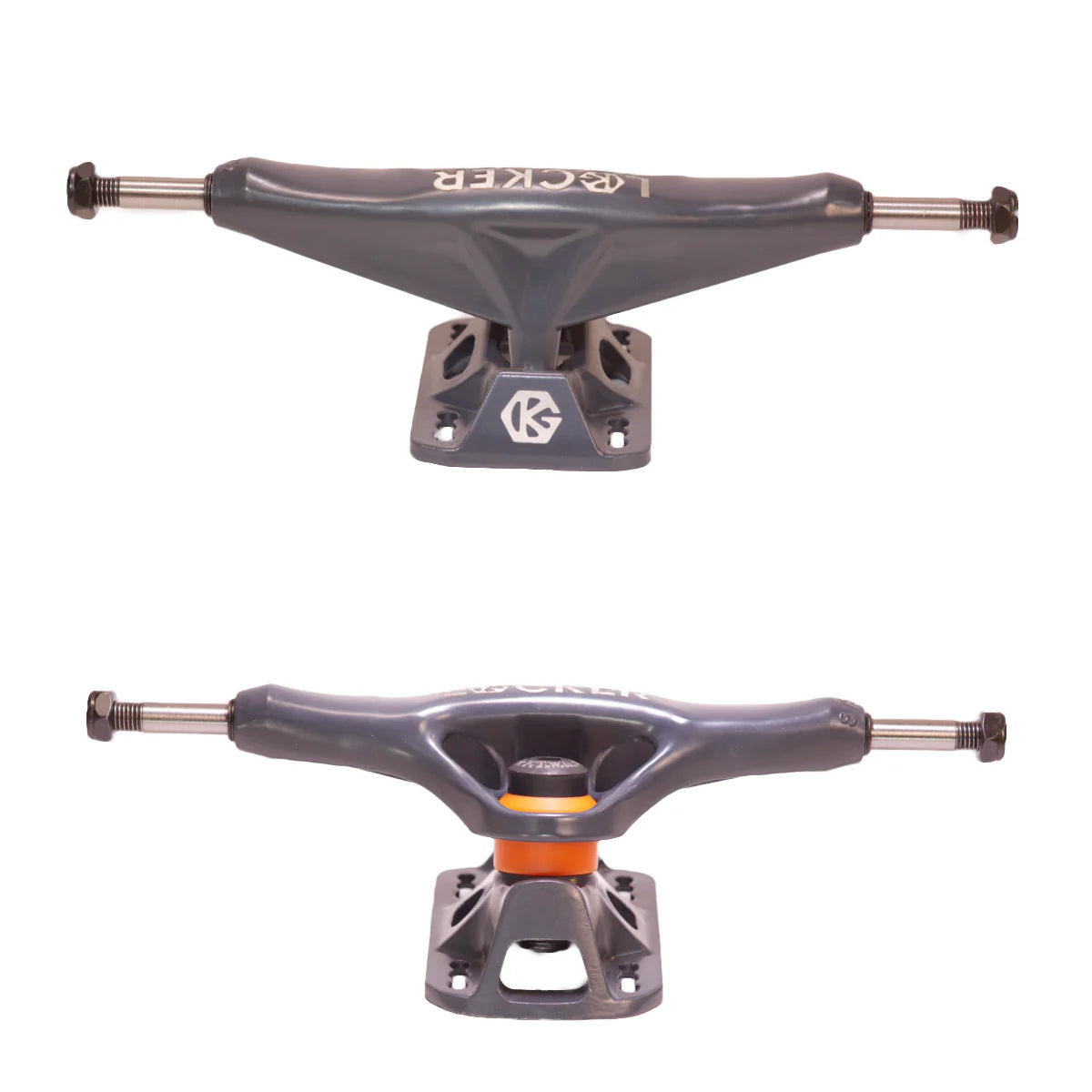 Grind King Skateboard Trucks Locker 2 9.5" Axle Battleship Grey (Pair)