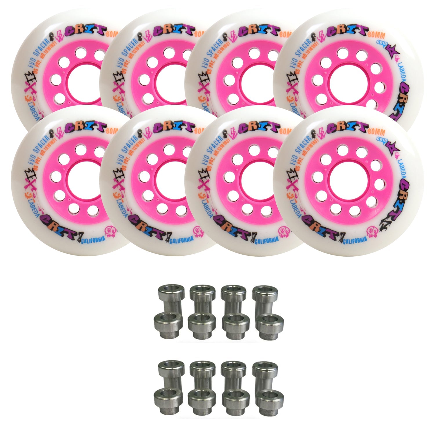 Labeda Grit Evo Outdoor Roller Hockey Wheels - 8-Pack with Evo Spacers - Choose Size