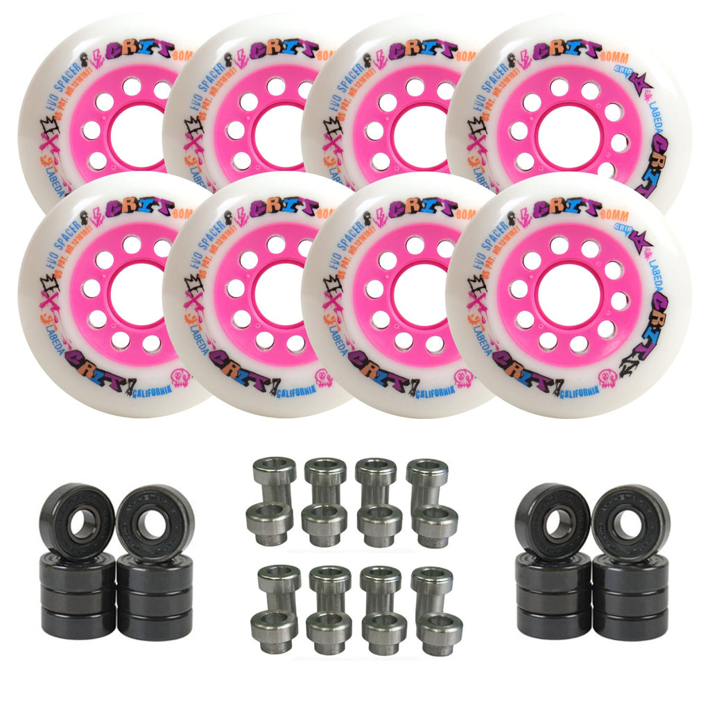 Labeda Grit Evo Outdoor Roller Hockey Wheels - 8-Pack with Evo Spacers and Hybrid Ceramic Bearings