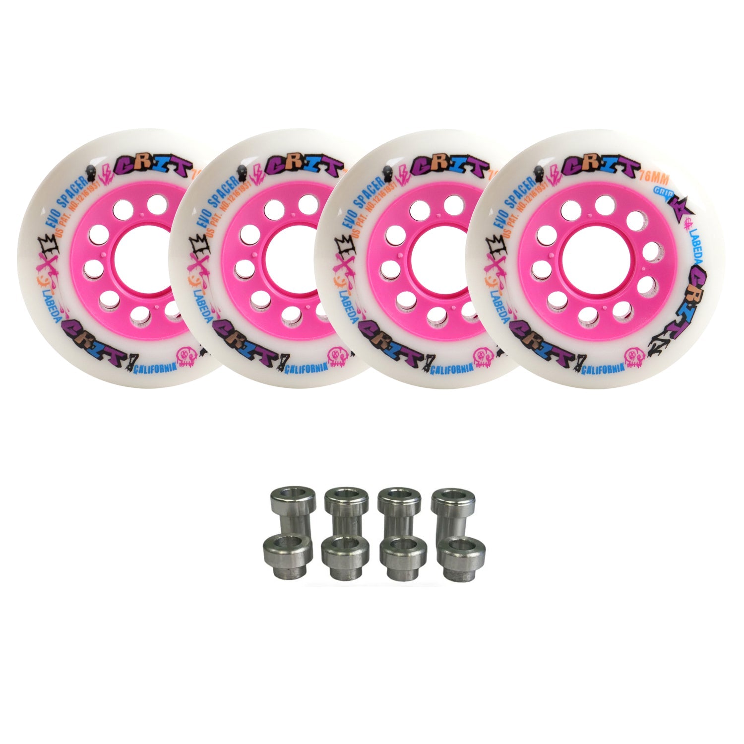 Labeda Grit Evo Outdoor Roller Hockey Wheels - 4-Pack with Evo Spacers - Choose Size