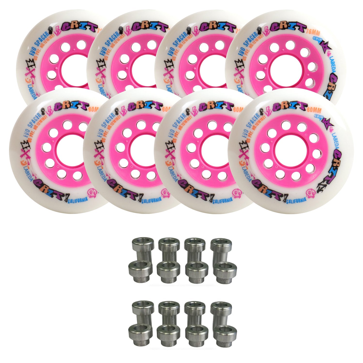 Labeda Grit Evo Outdoor Roller Hockey Wheels - 8-Pack with Evo Spacers - Choose Size
