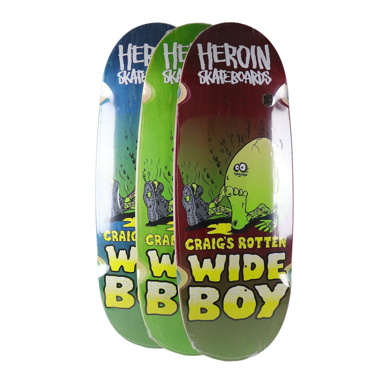 Heroin Skateboard Deck Craig Questions Rotten Wide Boy (Assorted) Assorted 10.75" x 31.3"