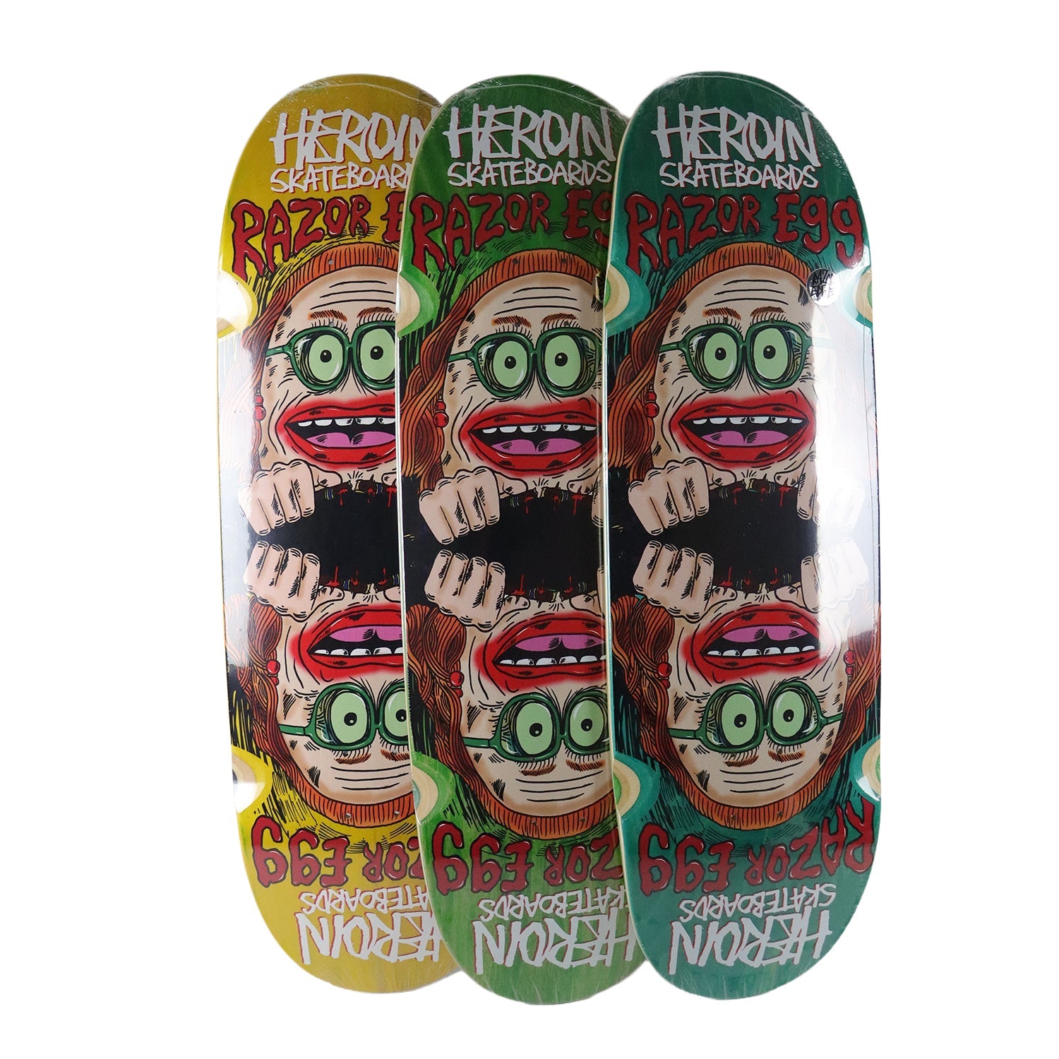 Heroin Premium Skateboard Complete Auntie Razoregg (Assorted) Slappy Trucks Ricta Wheels and Quantum Snot Particles Bearings