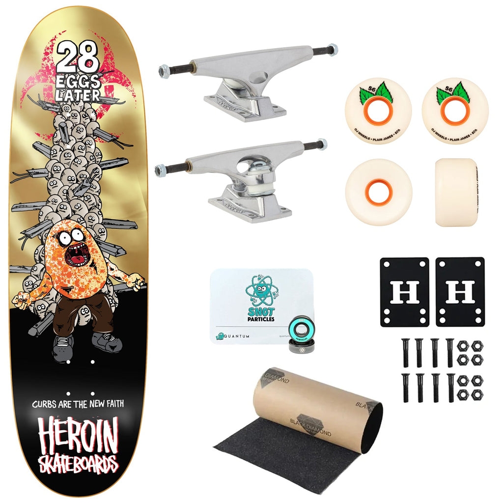 Heroin Premium Complete Skateboard 28 Eggs Later 9.0" Ft. Krux/OJ/Quantum