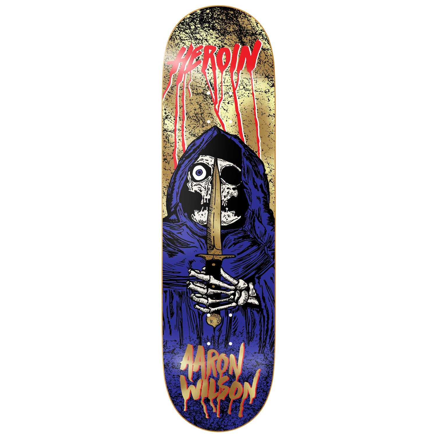 Heroin Skateboard Complete Aaron Wilson KO2 Skull Priest 8.5" x 32.2"