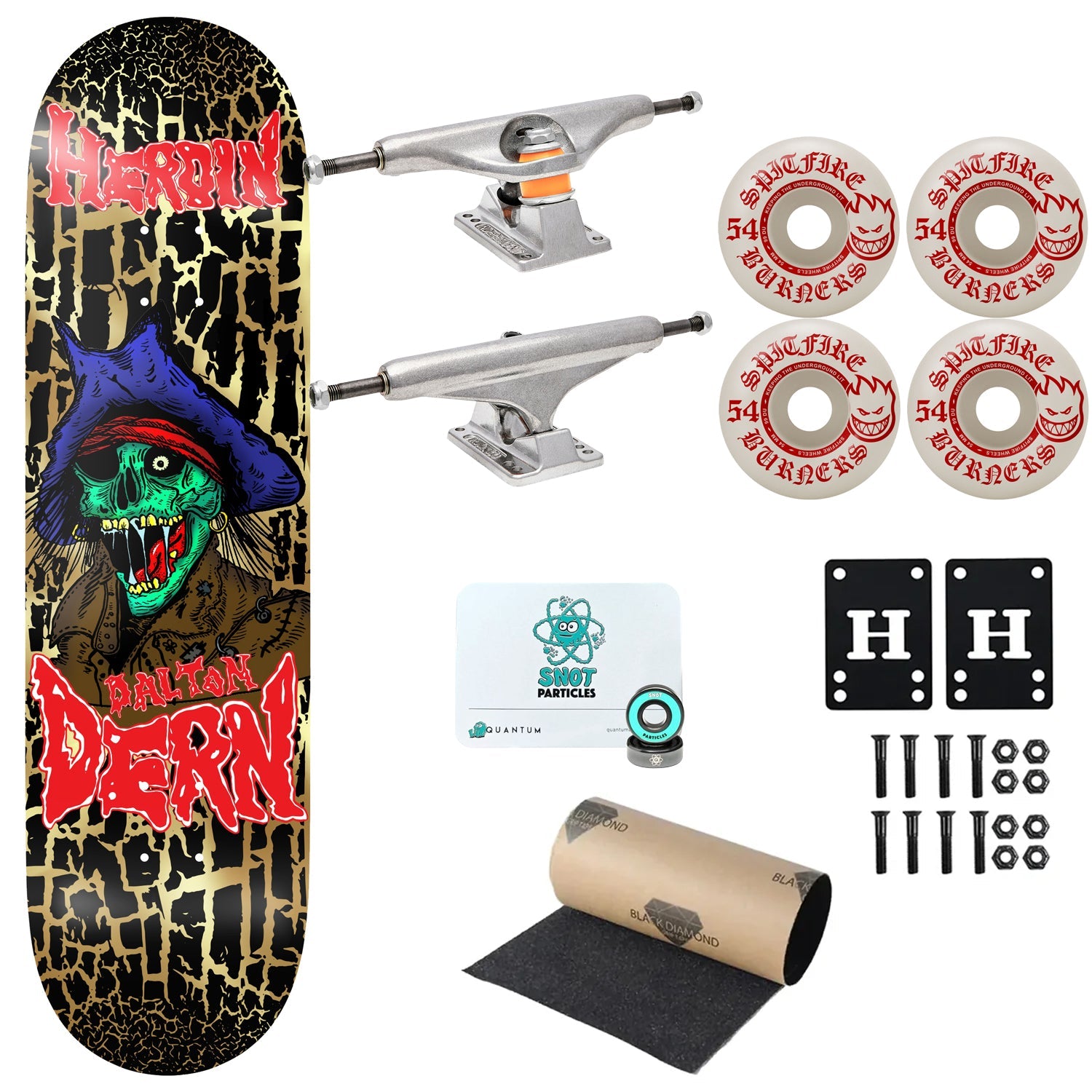 Heroin Premium Complete Skateboard Dern KO2 Pirate 8.75" Ft. Independent/Spitfire/Quantum