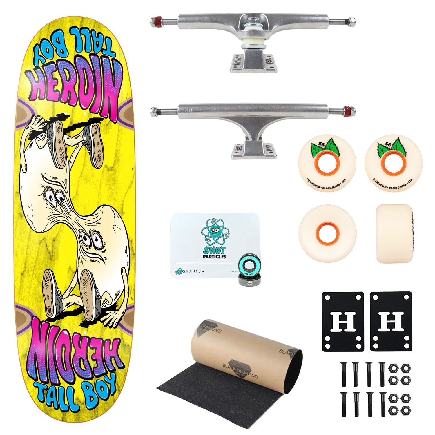 Heroin Premium Complete Skateboard Merged Tall Boy 10.25" Ft. Ace/OJ/Quantum