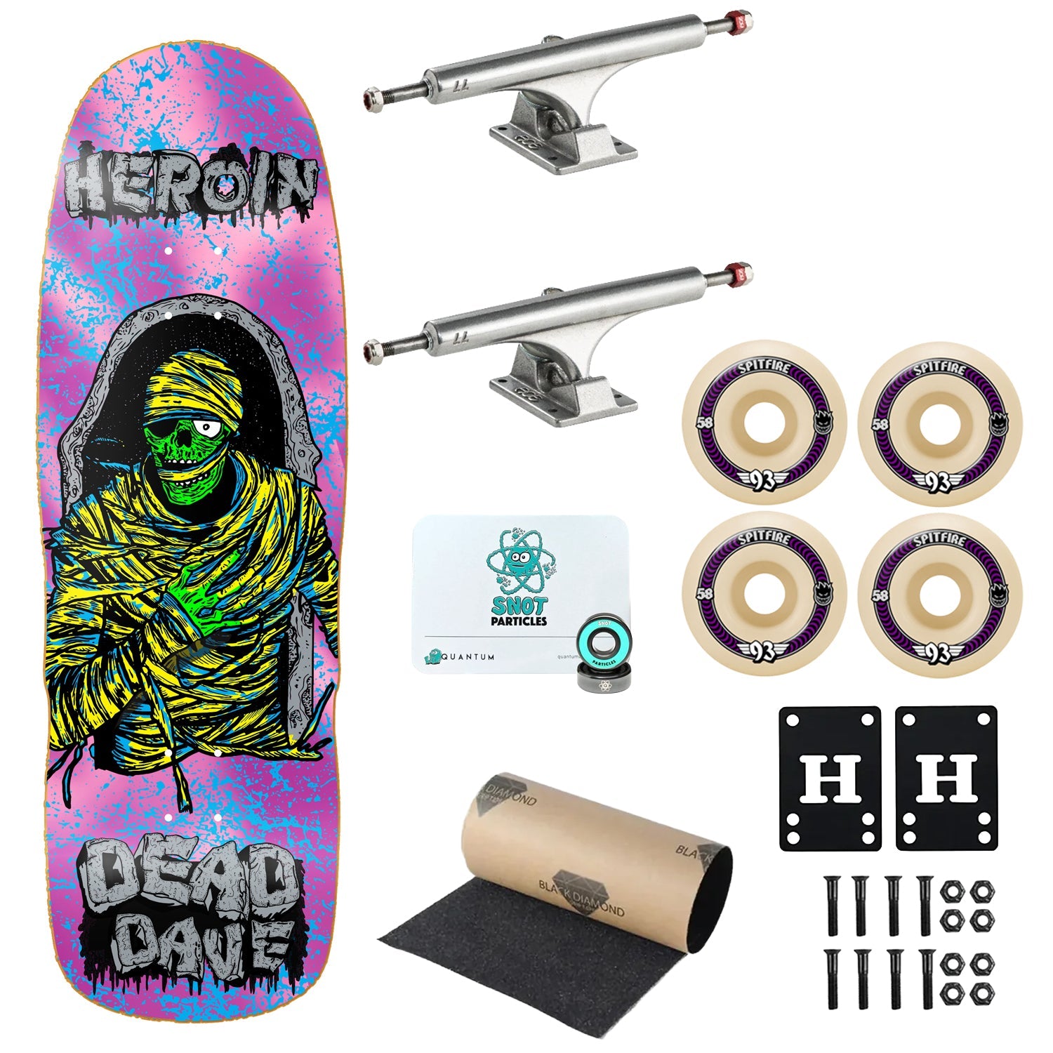 Heroin Premium Complete Skateboard Dead Dave KO2 Mummy 10.125" Ft. Ace/Spitfire/Quantum