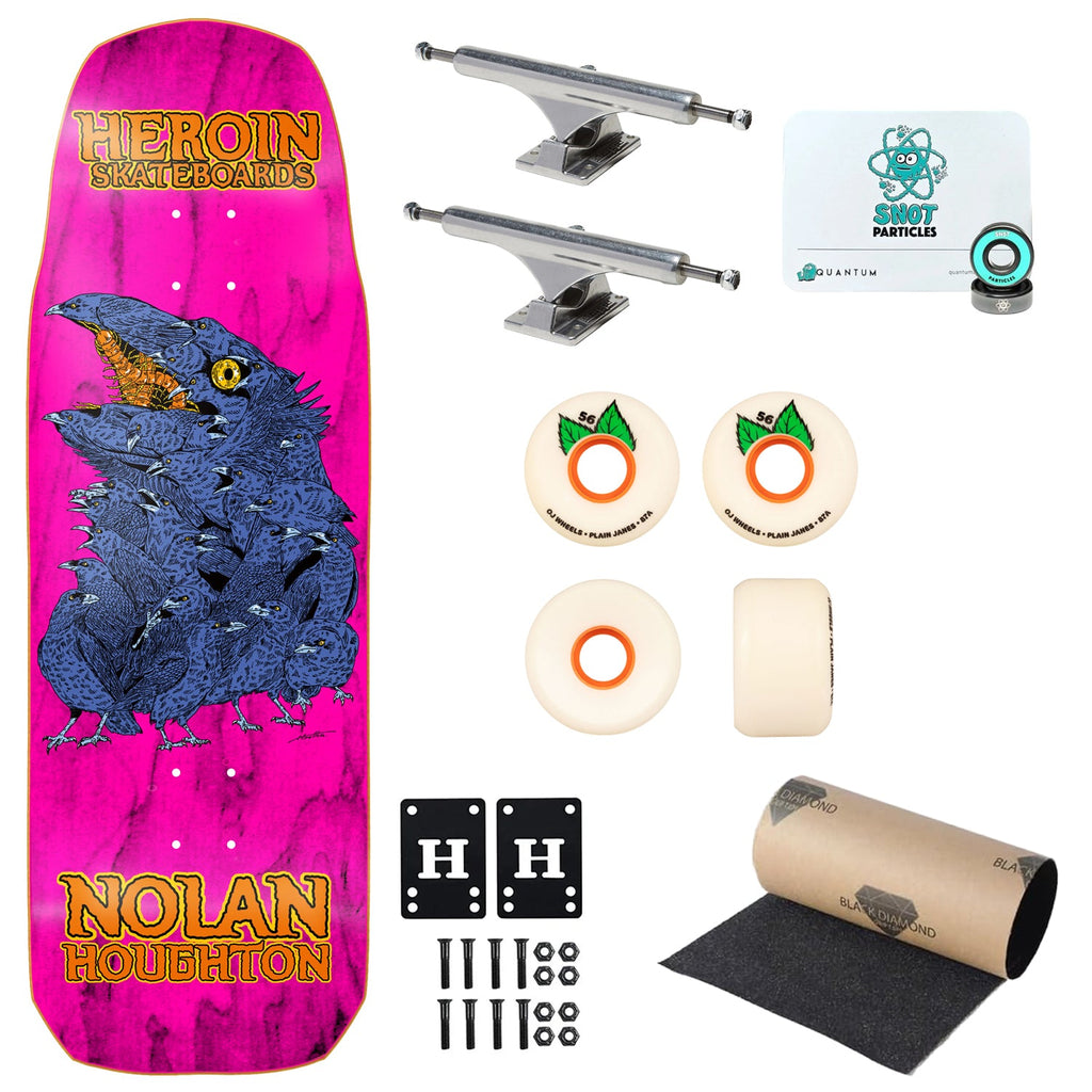 Heroin Premium Skateboard Complete Houghton Crow (Assorted) Slappy Trucks OJ Wheels and Quantum Snot Particles Bearings