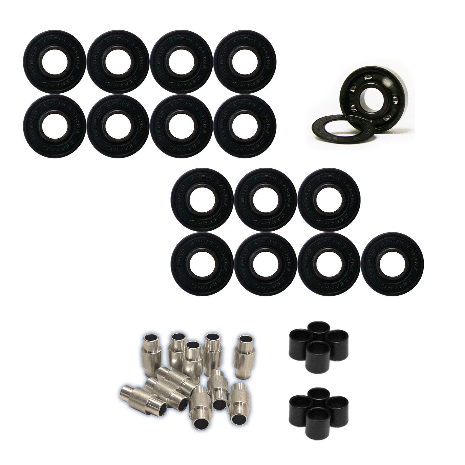 Rink Rat Roller Hockey Wheels Rinkster Street Outdoor X-Firm 8-Pack with Hybrid Ceramic Bearings