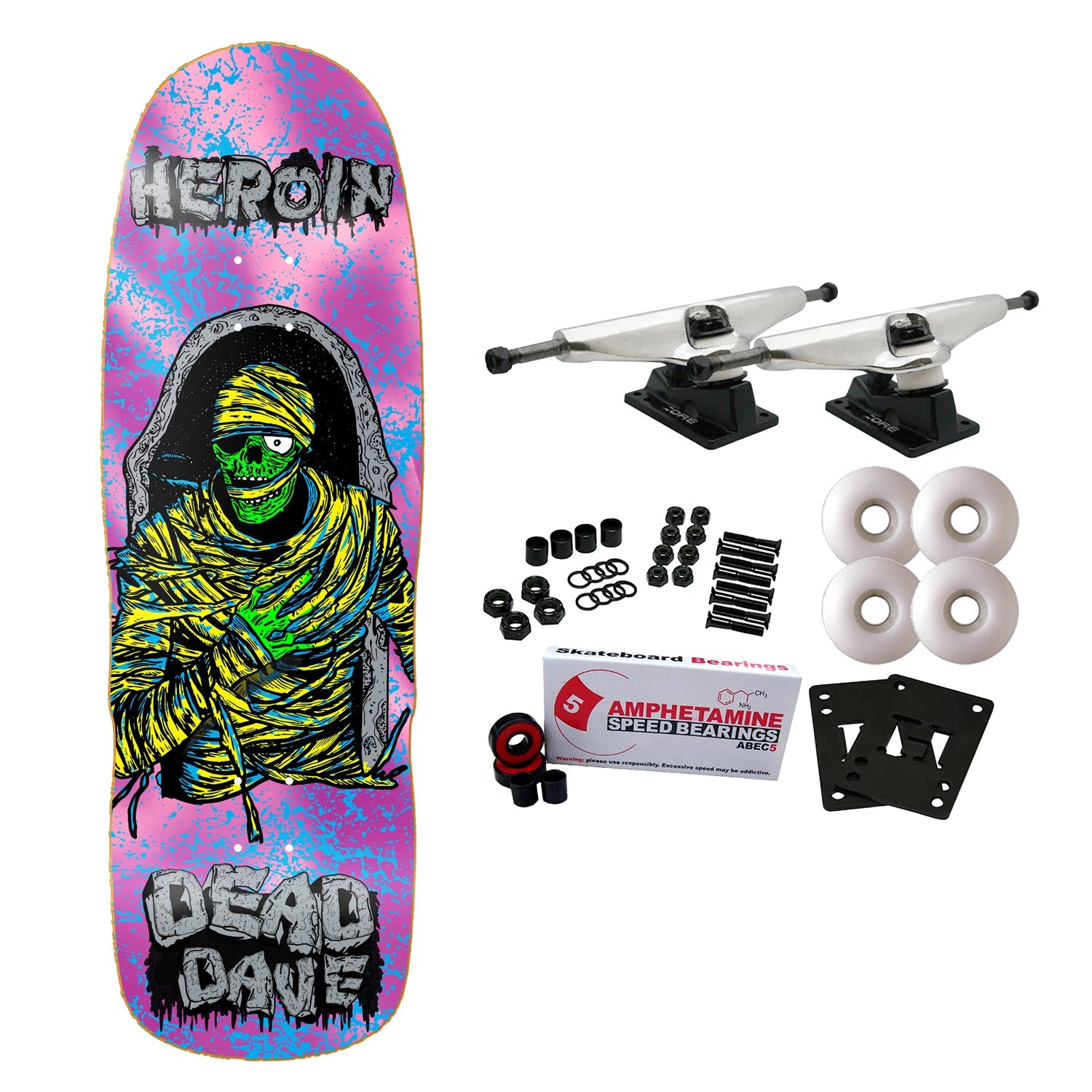 Heroin Skateboard Complete Dead Dave KO2 Mummy 10.125" x 32.25"