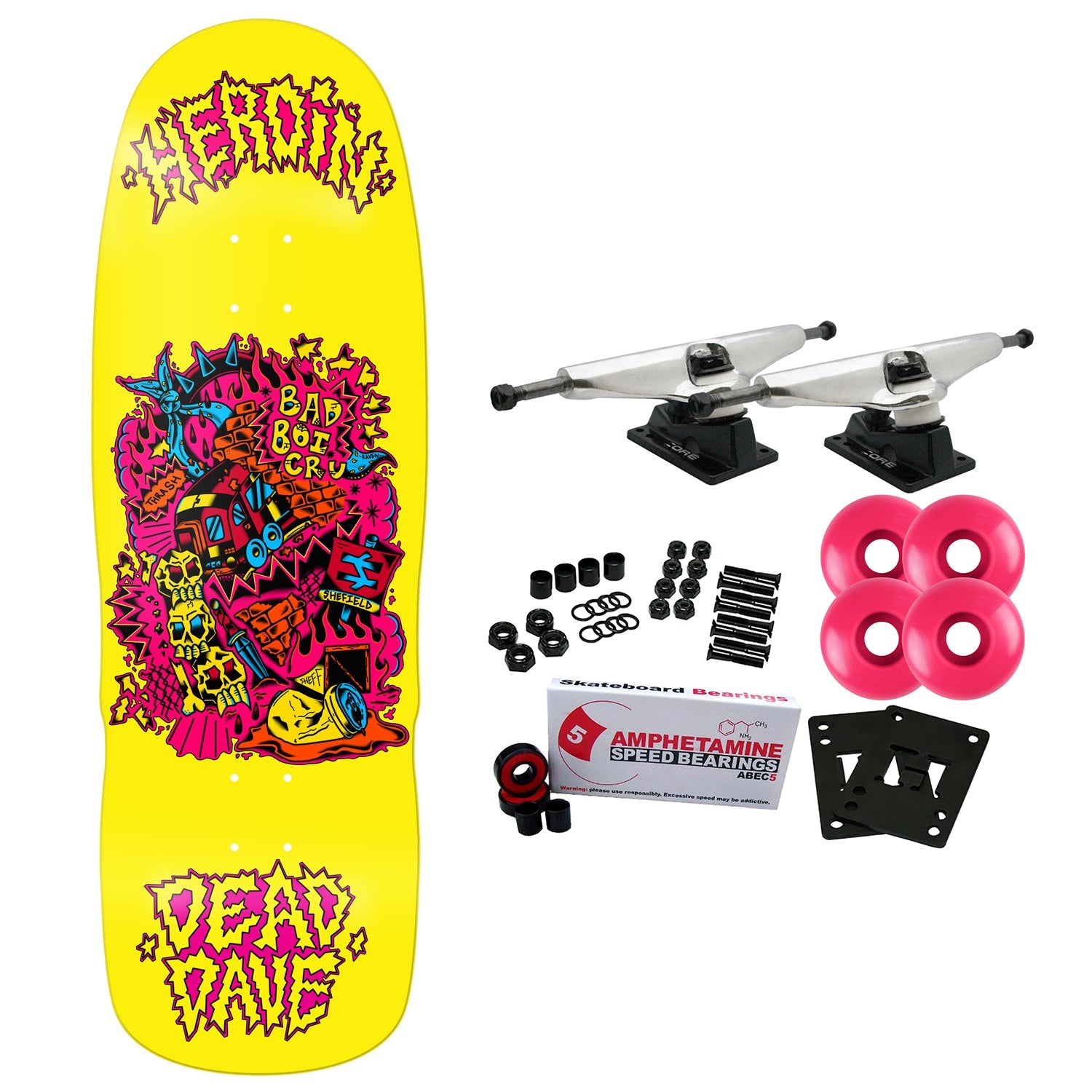 Heroin Skateboard Complete Dead Dave Trainlines 10.125" x 32.5"