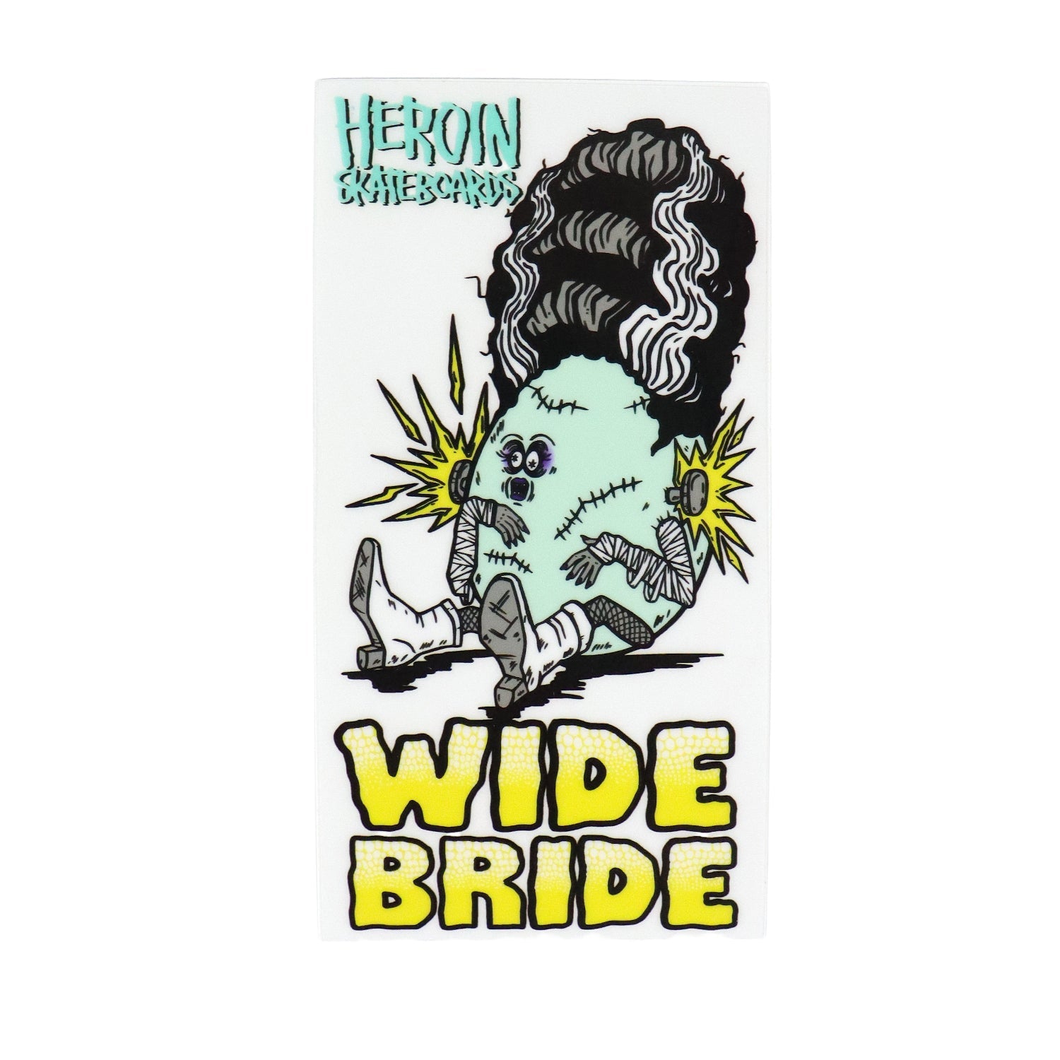 Heroin Skateboard Sticker Wide Bride Multi 3" x 5.5"
