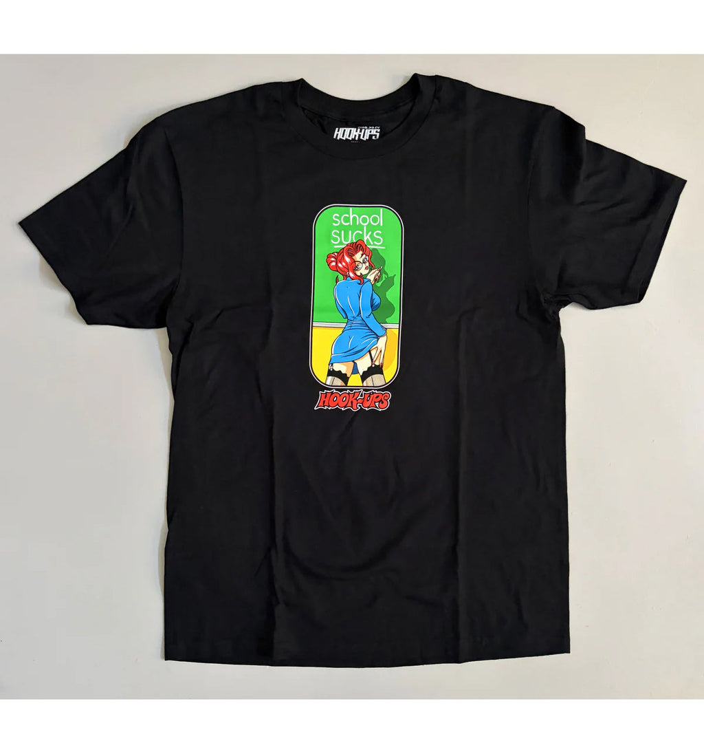 Hook Ups Skateboards Shirt School Sucks Black