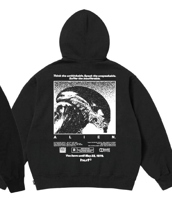 Huf X Aliens Hoodie Fossilized Pullover Size Black