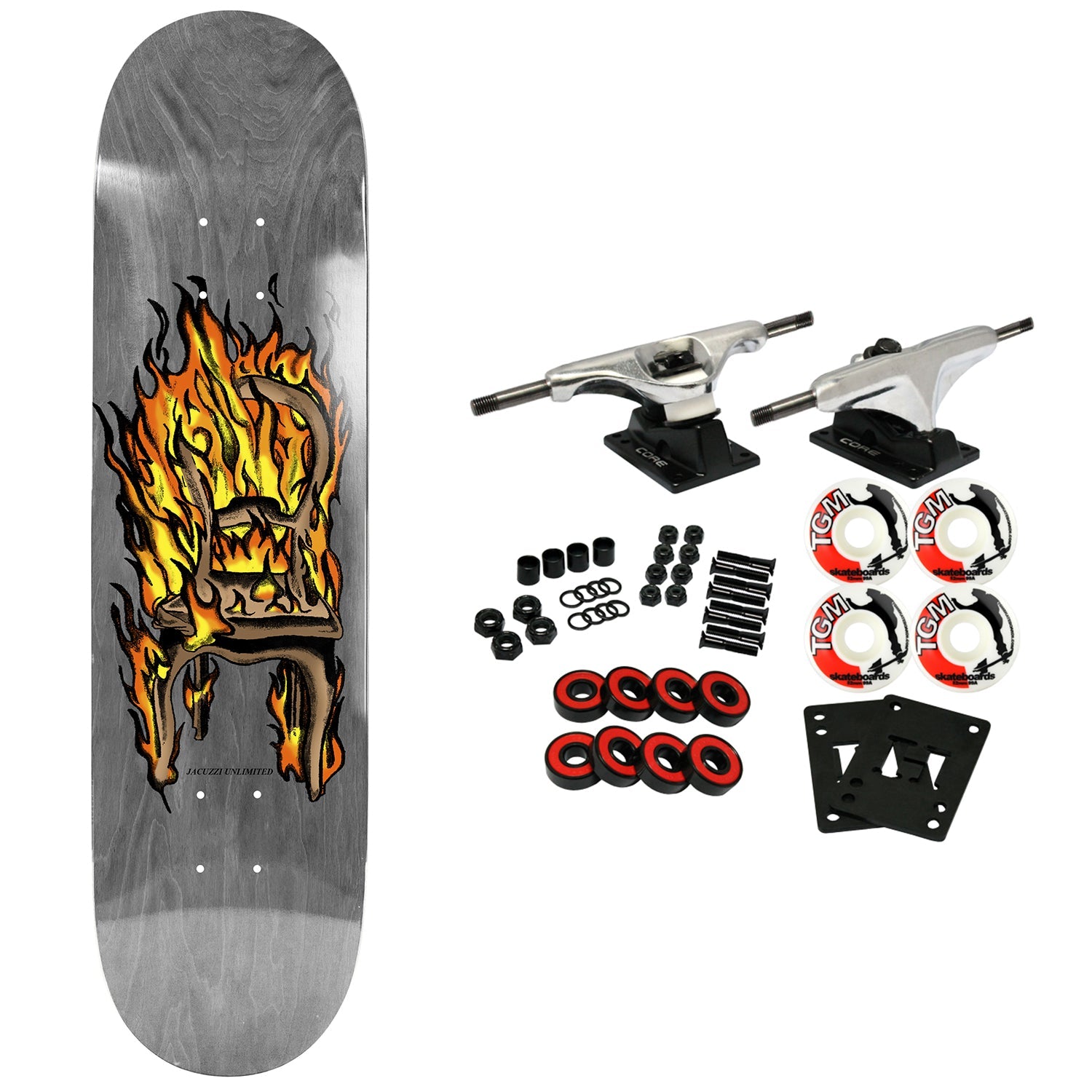 Jacuzzi Skateboard Complete Chair on Fire Twin Tail 8.5" x 32.325"