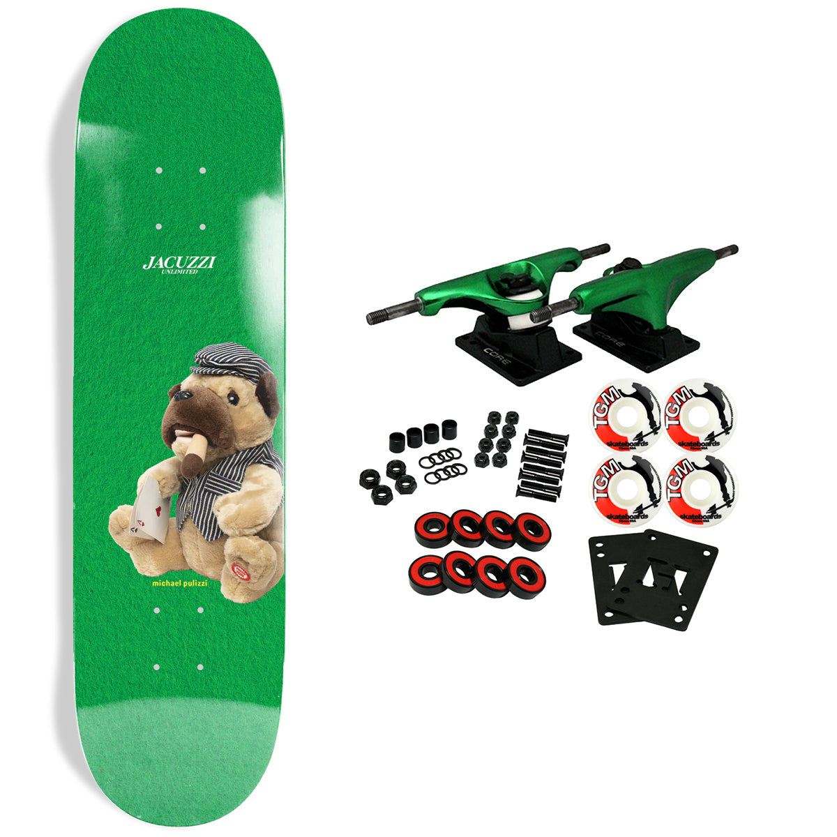 Jacuzzi Skateboard Complete Michael Pulizzi Hold Em Green 8.375" x 32.1"
