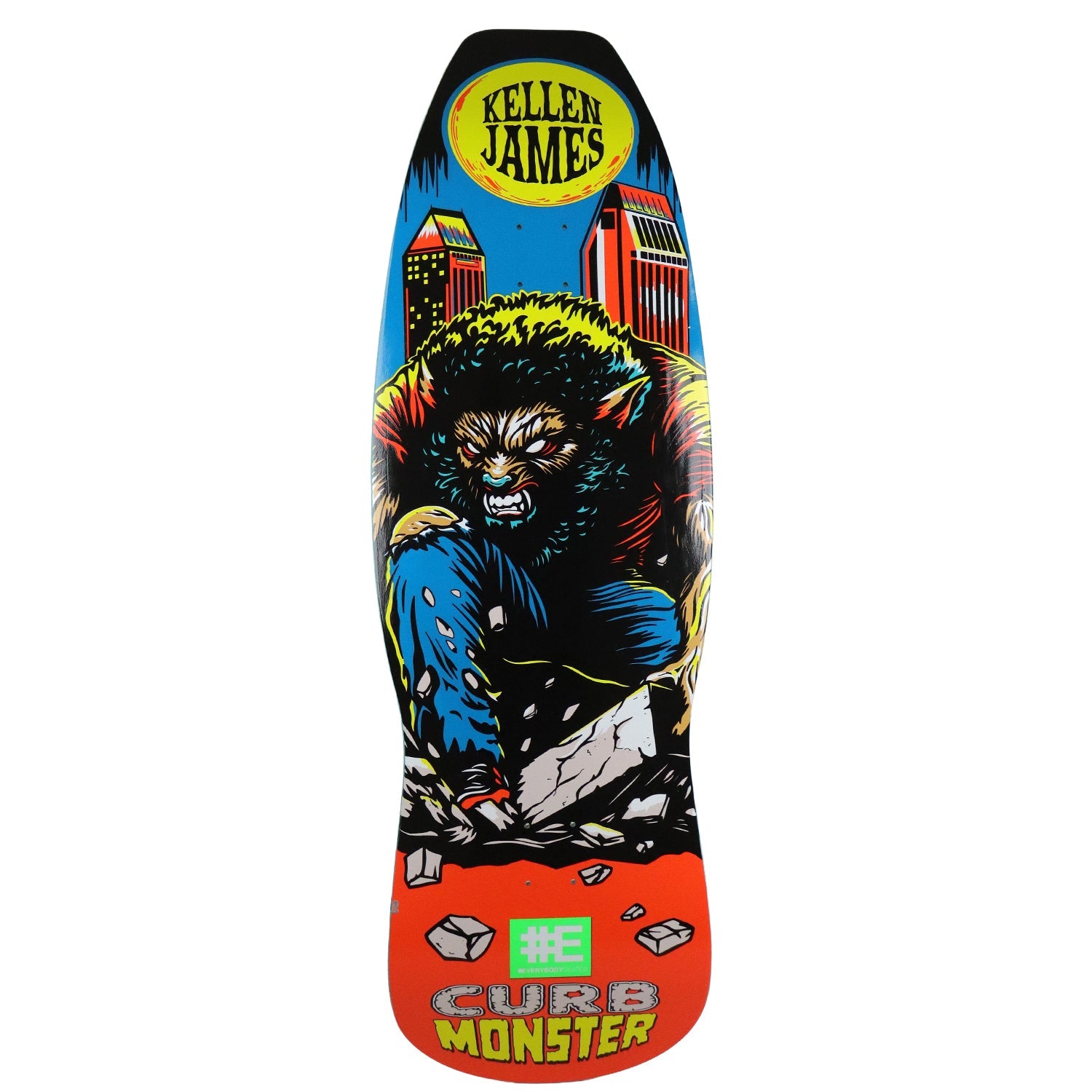 Everybody Skates Skateboard Complete Kellen James Curb Monster Big Board 12.4" x 40" with Independent Trucks, Spitfire Wheels