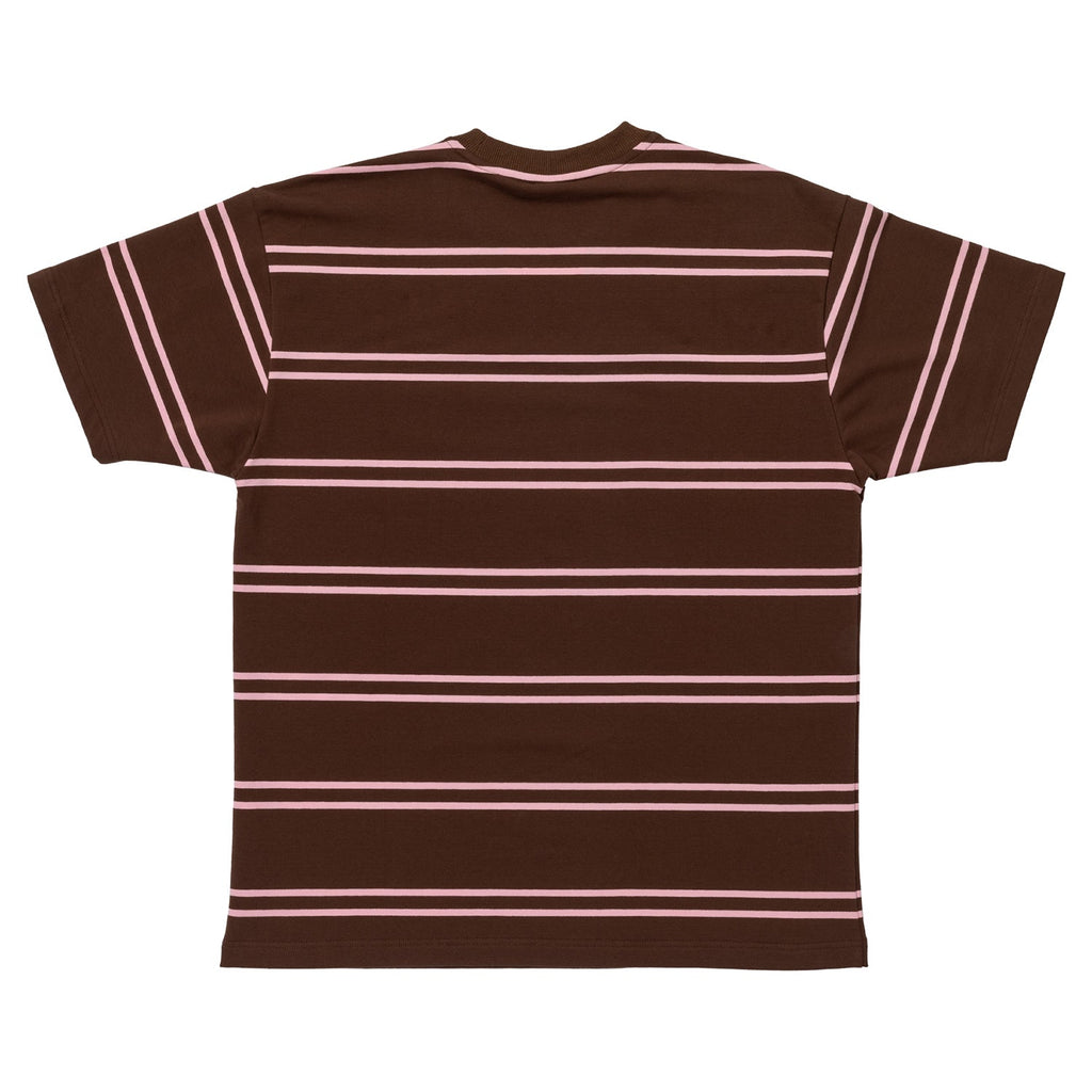 Krooked Skateboards Shirt Eyes Embroidered Stripe Brown/Pink