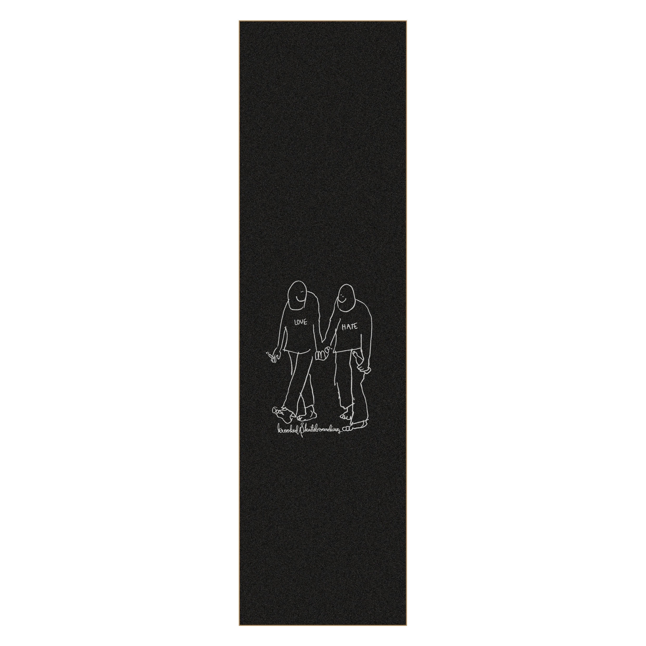 Krooked Skateboard Griptape Love Hate Black 9" x 33" Grip Tape Sheet