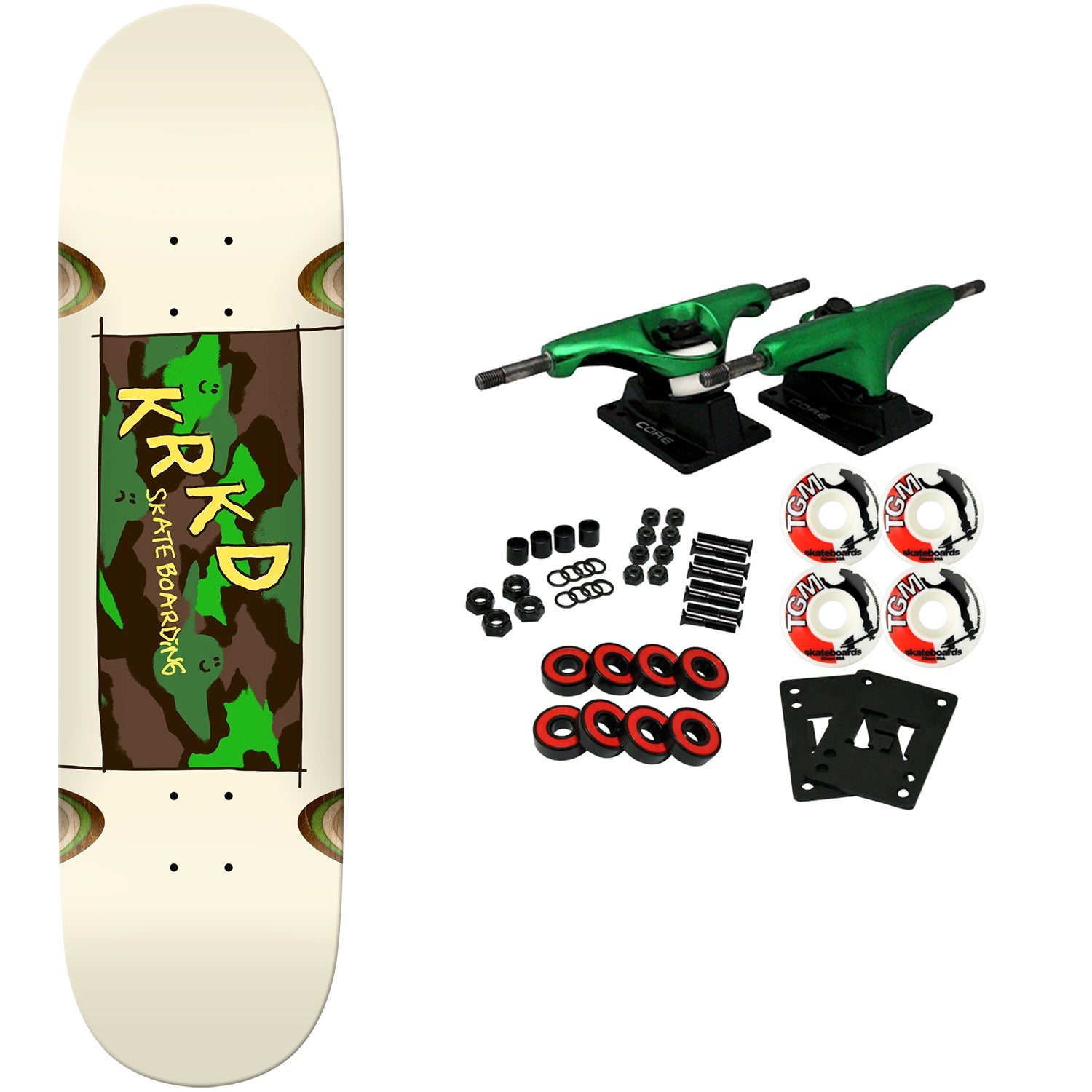 Krooked Skateboard Complete Kamo Wheel Wells White 8.5" x 31.85"