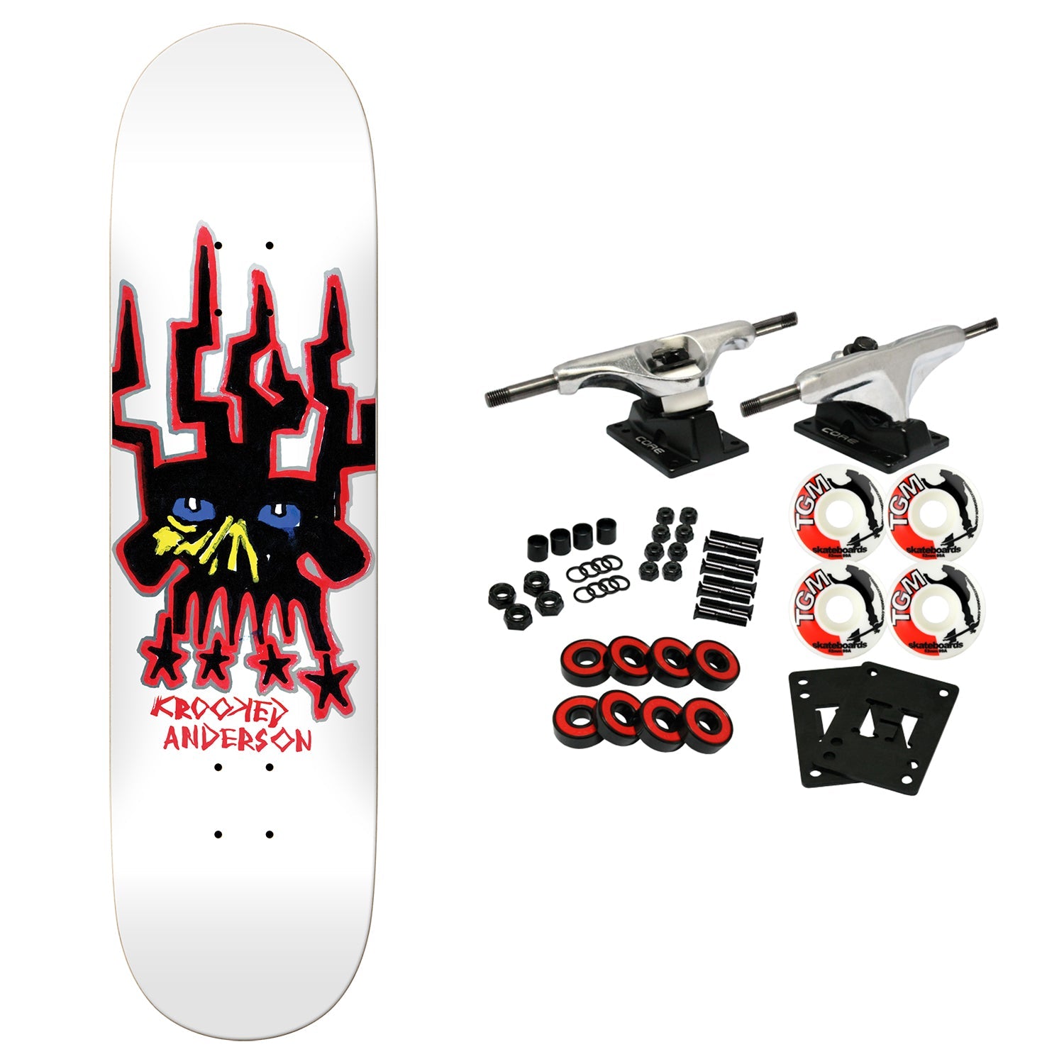 Krooked Skateboard Complete Manderson Skull King 8.38" x 32"