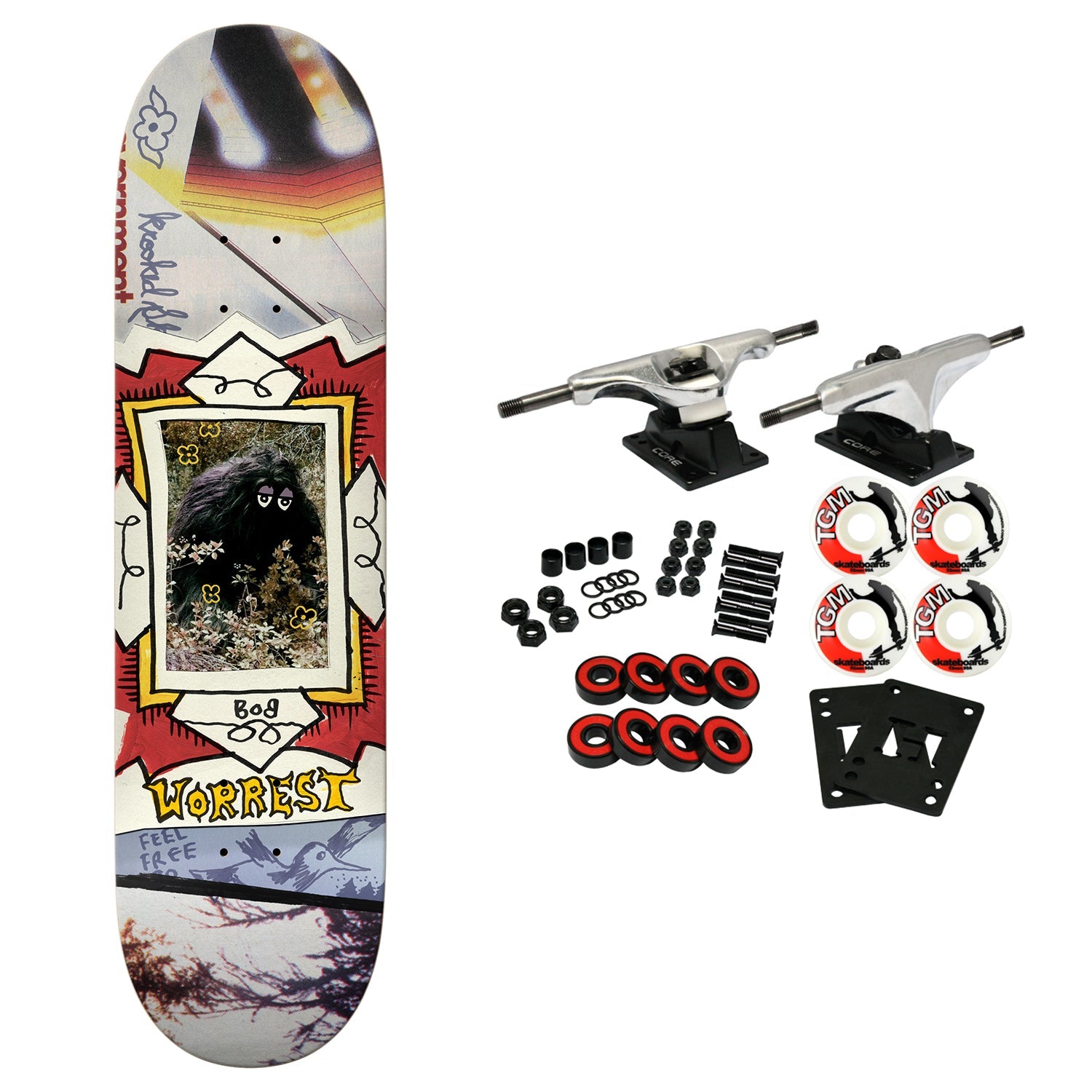 Krooked Skateboard Complete Worrest Big Foot Twin Tail 8.75" x 32.61"