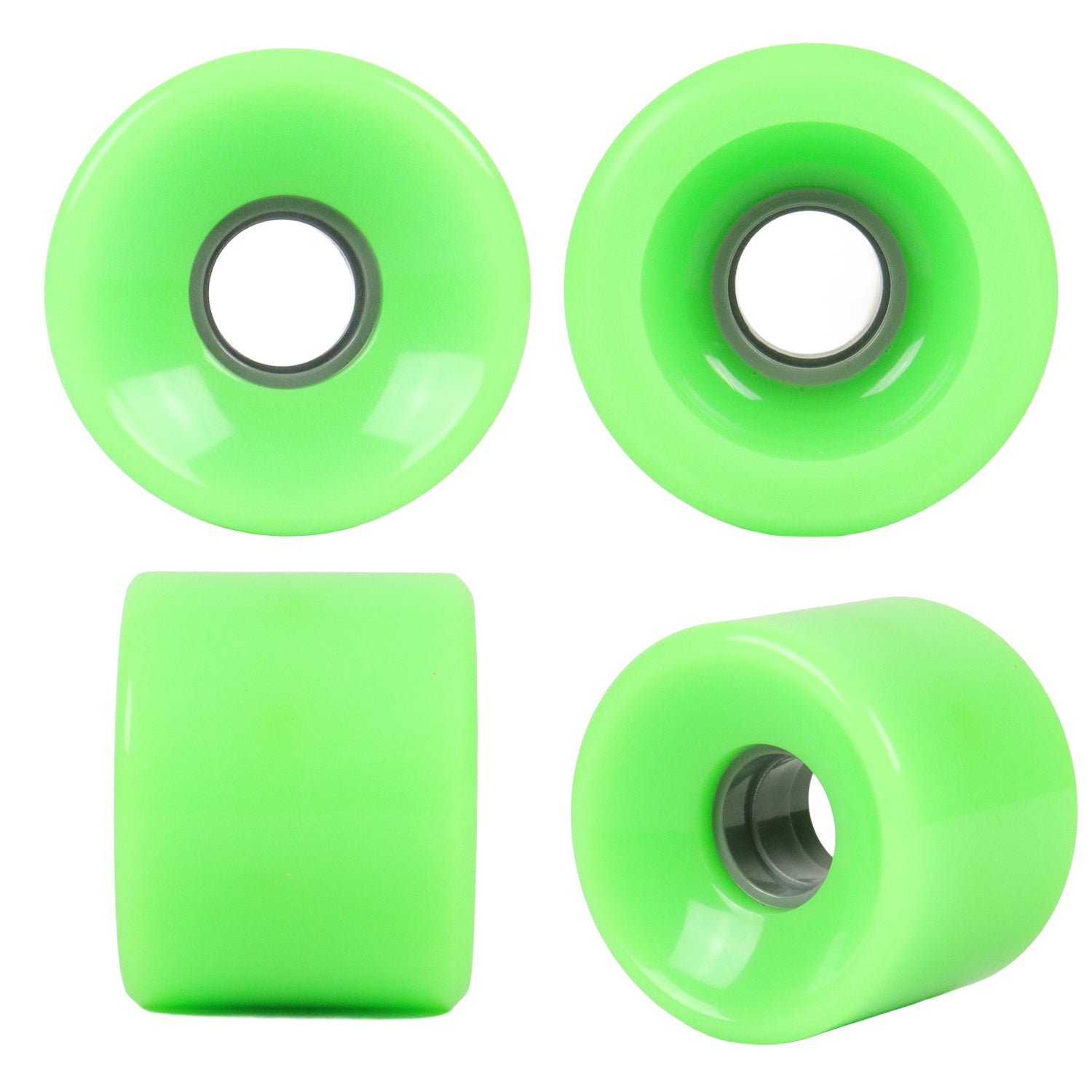 Longboard Wheels 65mm x 51mm 80A Neon Green 4-Pack