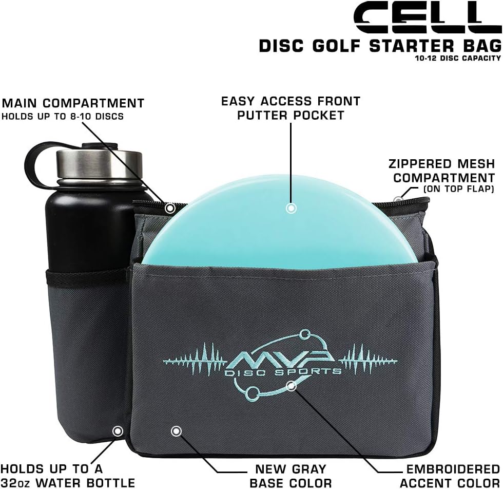 MVP Discs Disc Golf Shoulder Bag - Cell - Holds 10-12 Discs - Choose Color