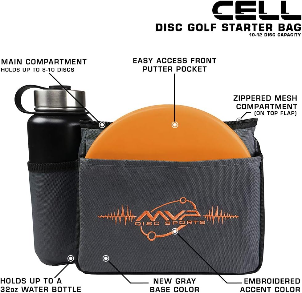 MVP Discs Disc Golf Shoulder Bag - Cell - Holds 10-12 Discs - Choose Color