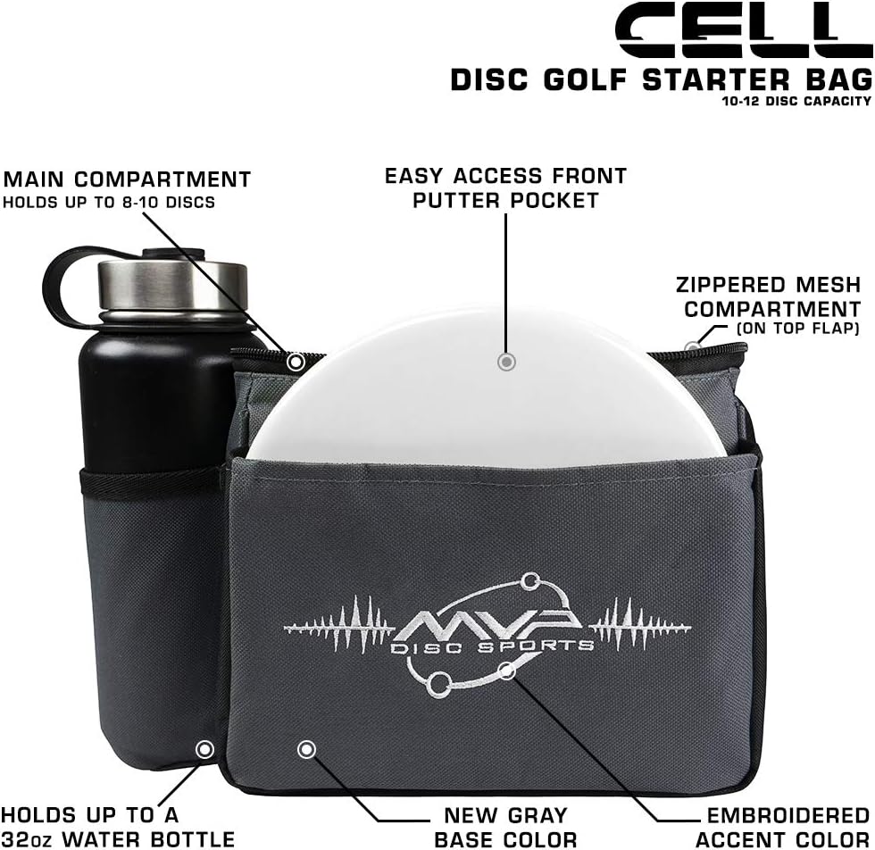 MVP Discs Disc Golf Shoulder Bag - Cell - Holds 10-12 Discs - Choose Color