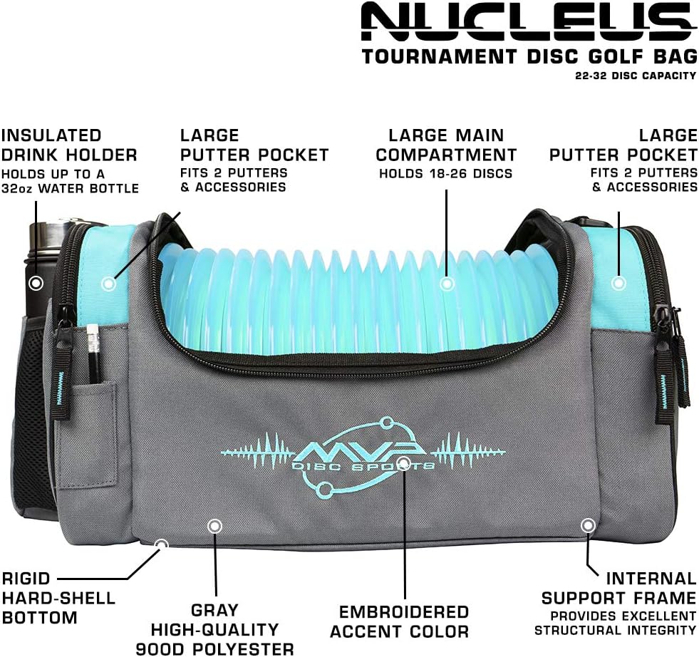 MVP Discs Disc Golf Tournament Bag - Nucleus Version 2 - Holds 22-32 Discs