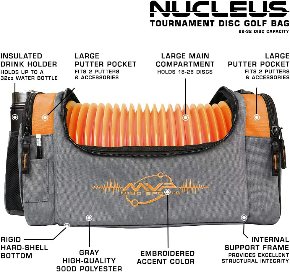MVP Discs Disc Golf Tournament Bag - Nucleus Version 2 - Holds 22-32 Discs