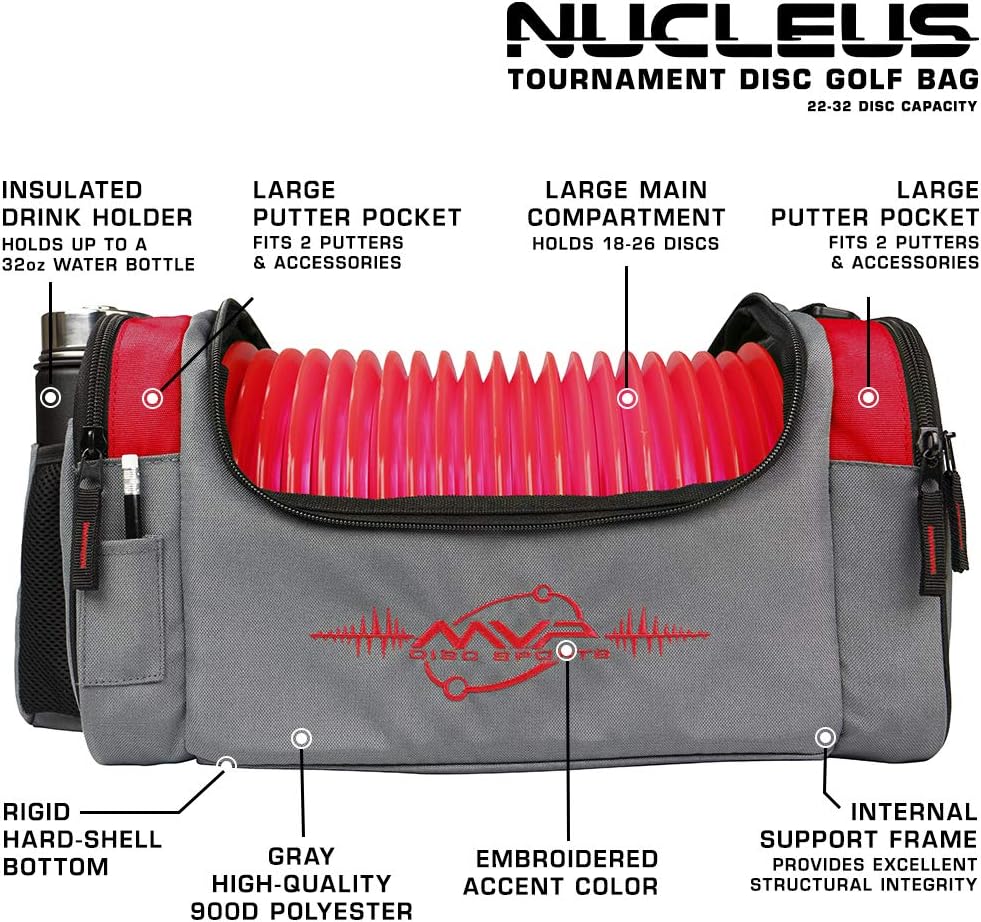 MVP Discs Disc Golf Tournament Bag - Nucleus Version 2 - Holds 22-32 Discs
